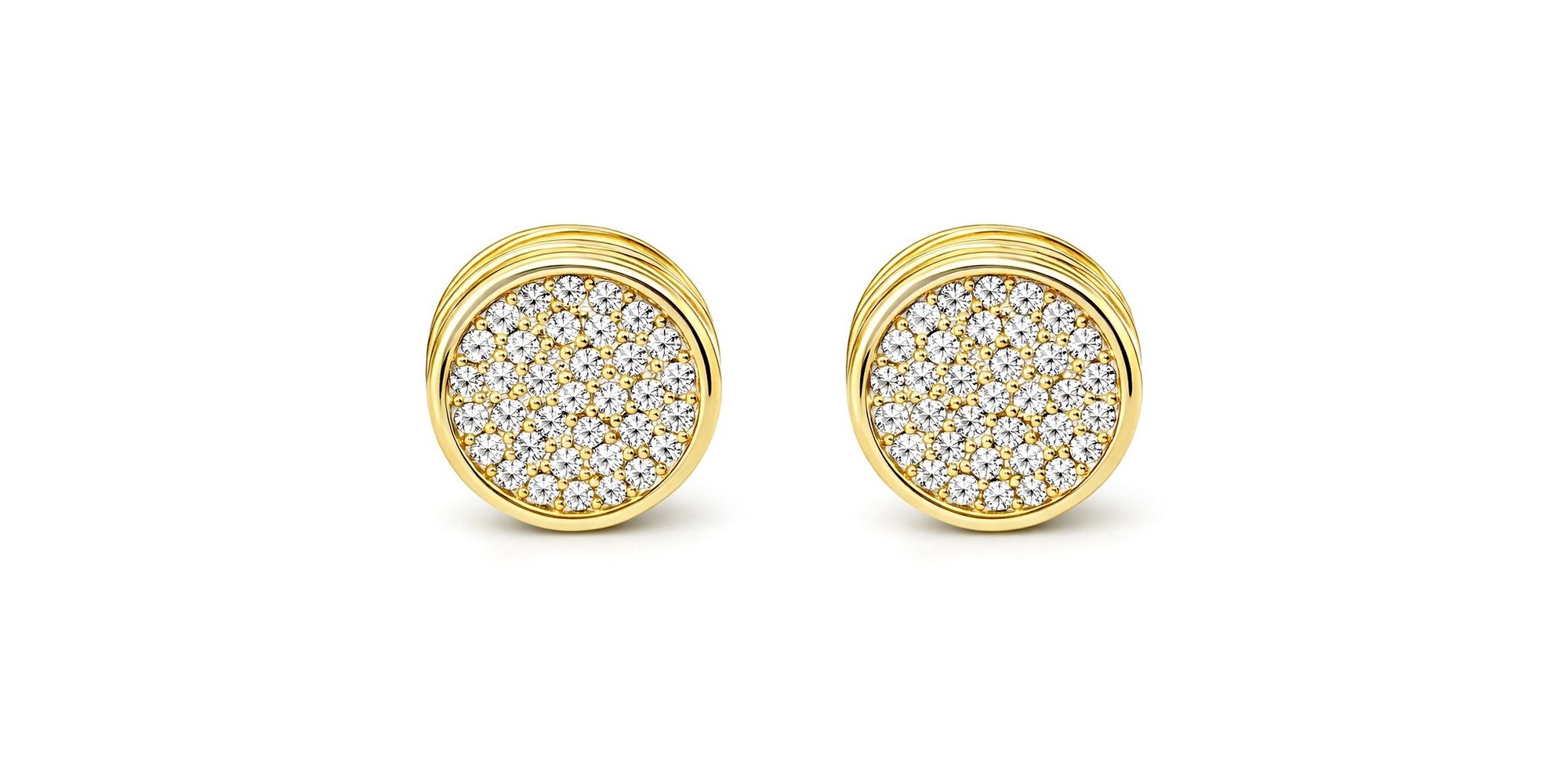 Brinco Matrix Cravejado 11 Milímetros Hipoalergênica Banhado a Ouro 18K