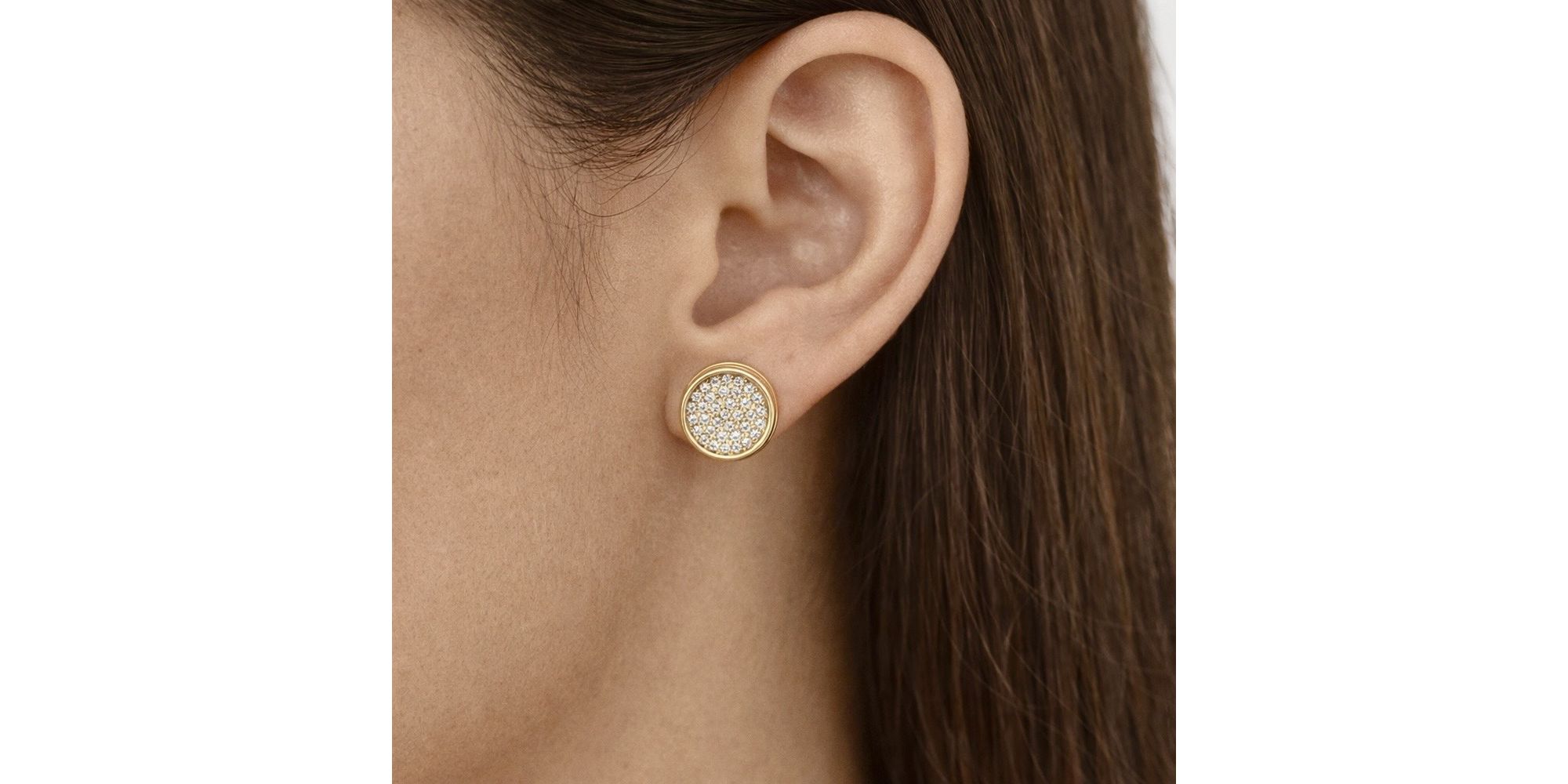 Brinco Matrix Cravejado 11 Milímetros Hipoalergênica Banhado a Ouro 18K