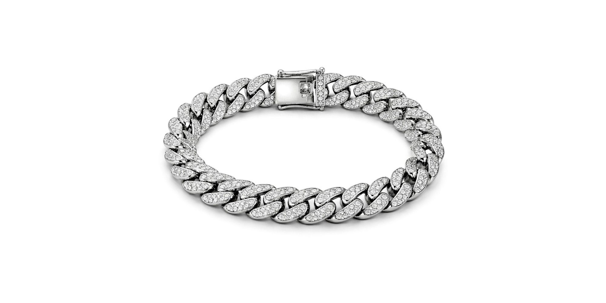 Pulseira Ice Cravejada Trava Dupla 