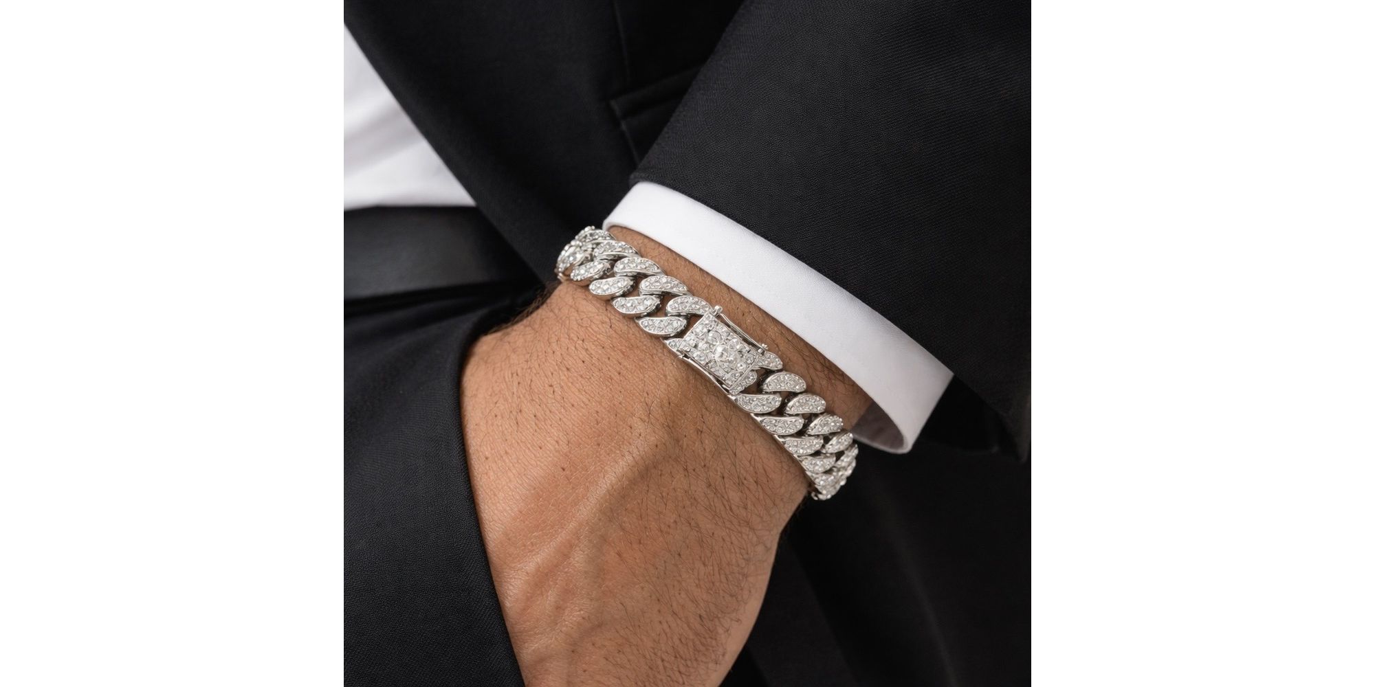 Pulseira Ice Cravejada Trava Dupla 