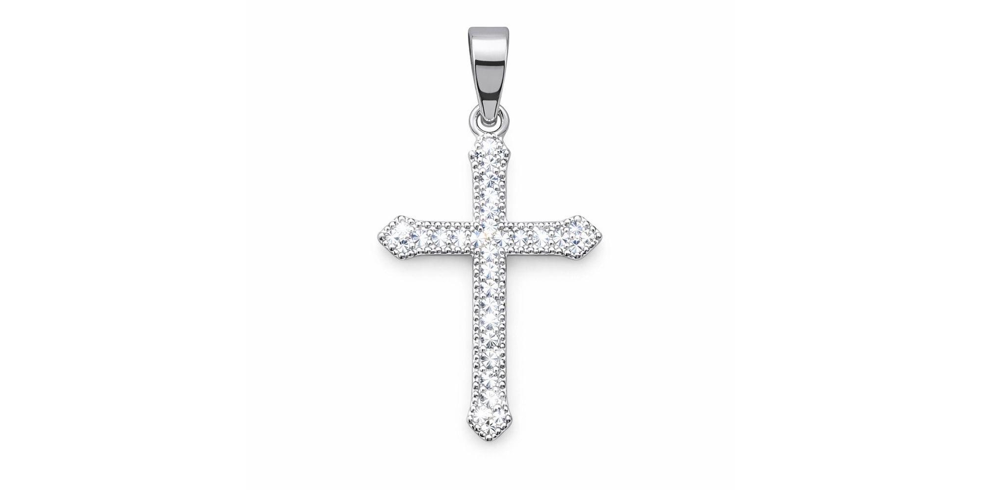 Pingente Cruz Cravejado Banhado a Prata 925