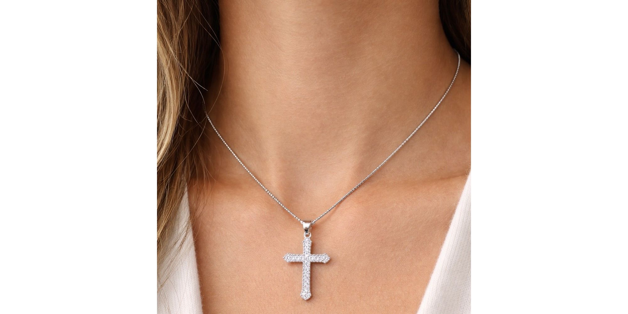 Pingente Cruz Cravejado Banhado a Prata 925