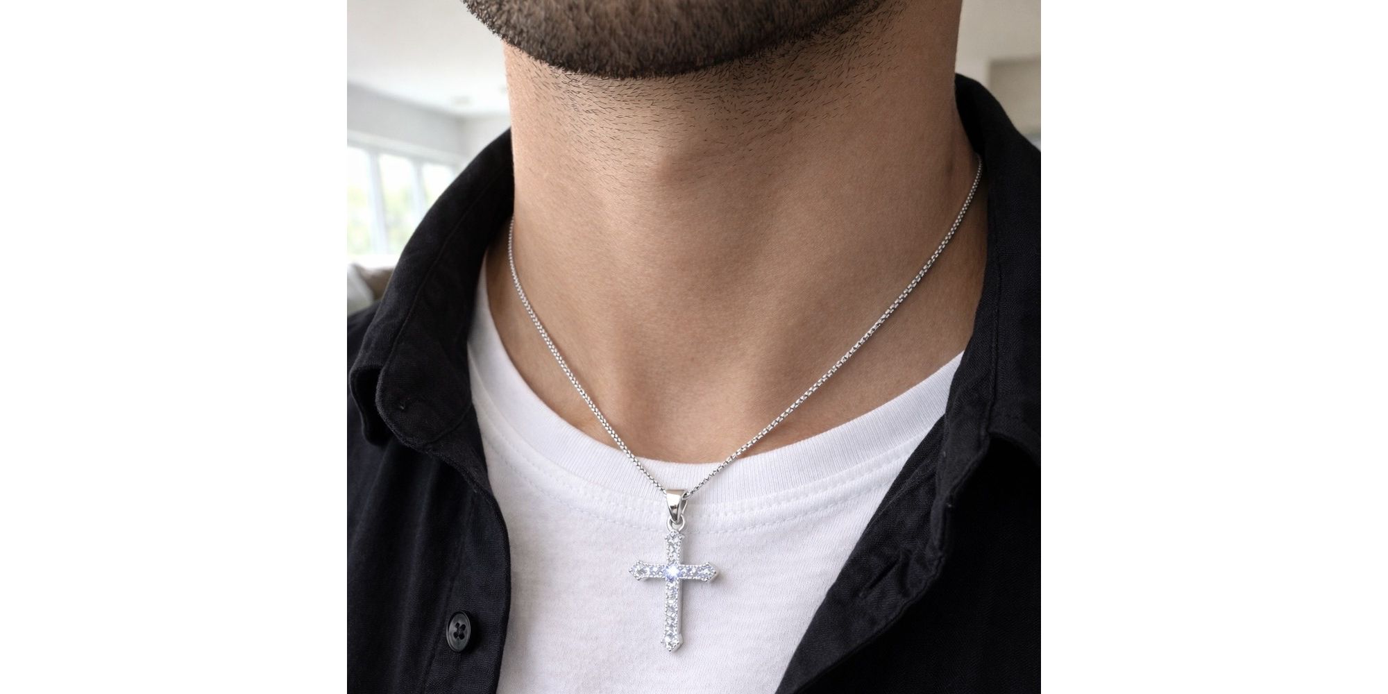 Pingente Cruz Cravejado Banhado a Prata 925