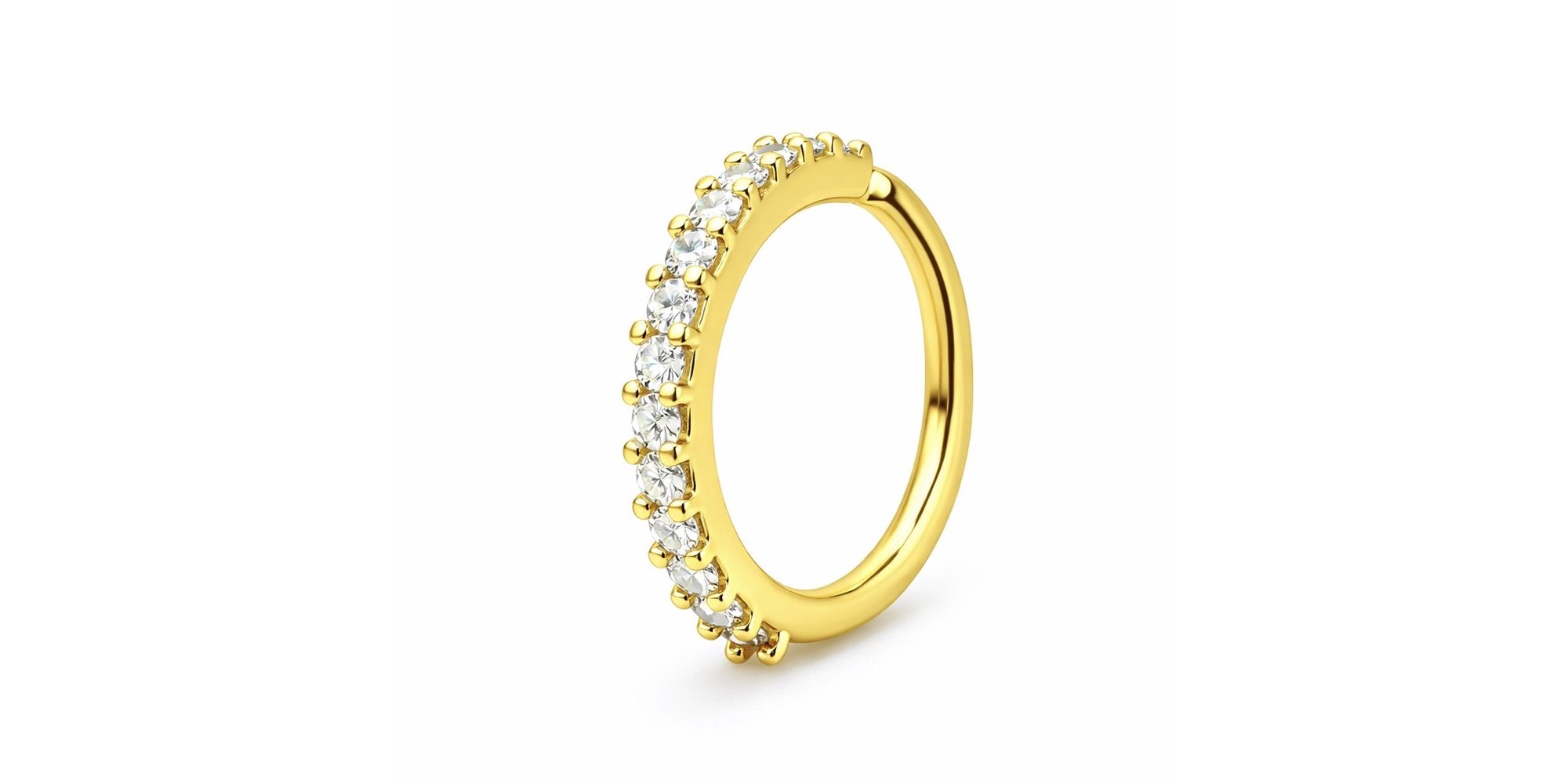 PIercing Nariz Argola Cravejado Aço Dourado