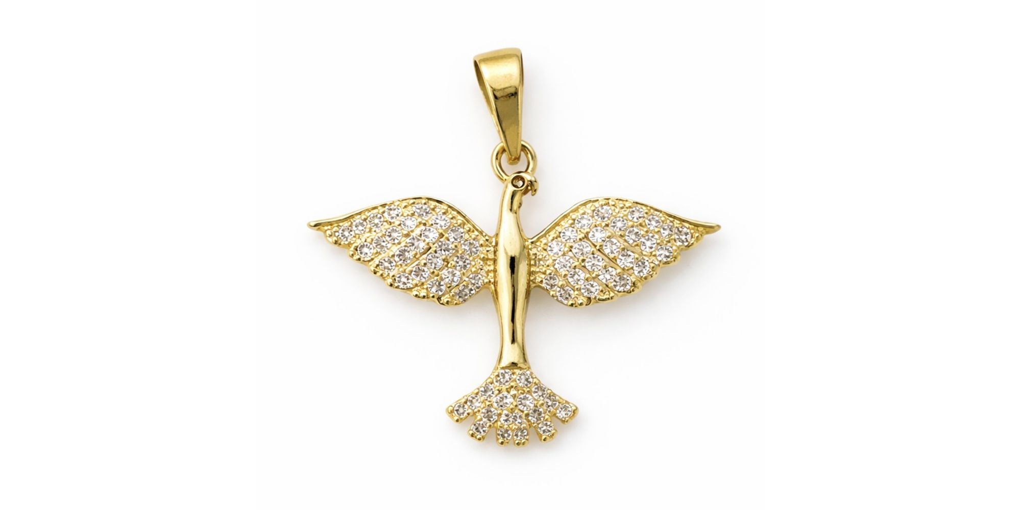 Pingente Espírito Santo Cravejado Banhado a Ouro 18K