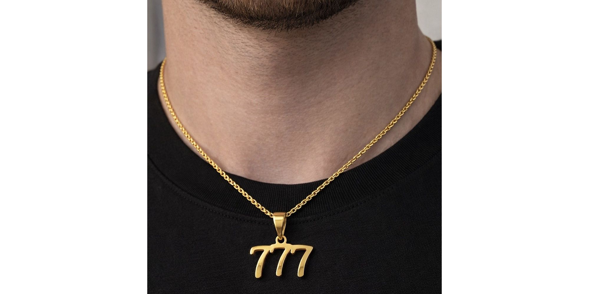 Pingente 777 Aço Dourado