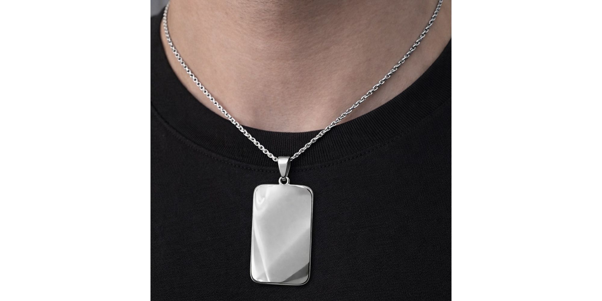 Pingente Placa Lisa Aço Inoxidável