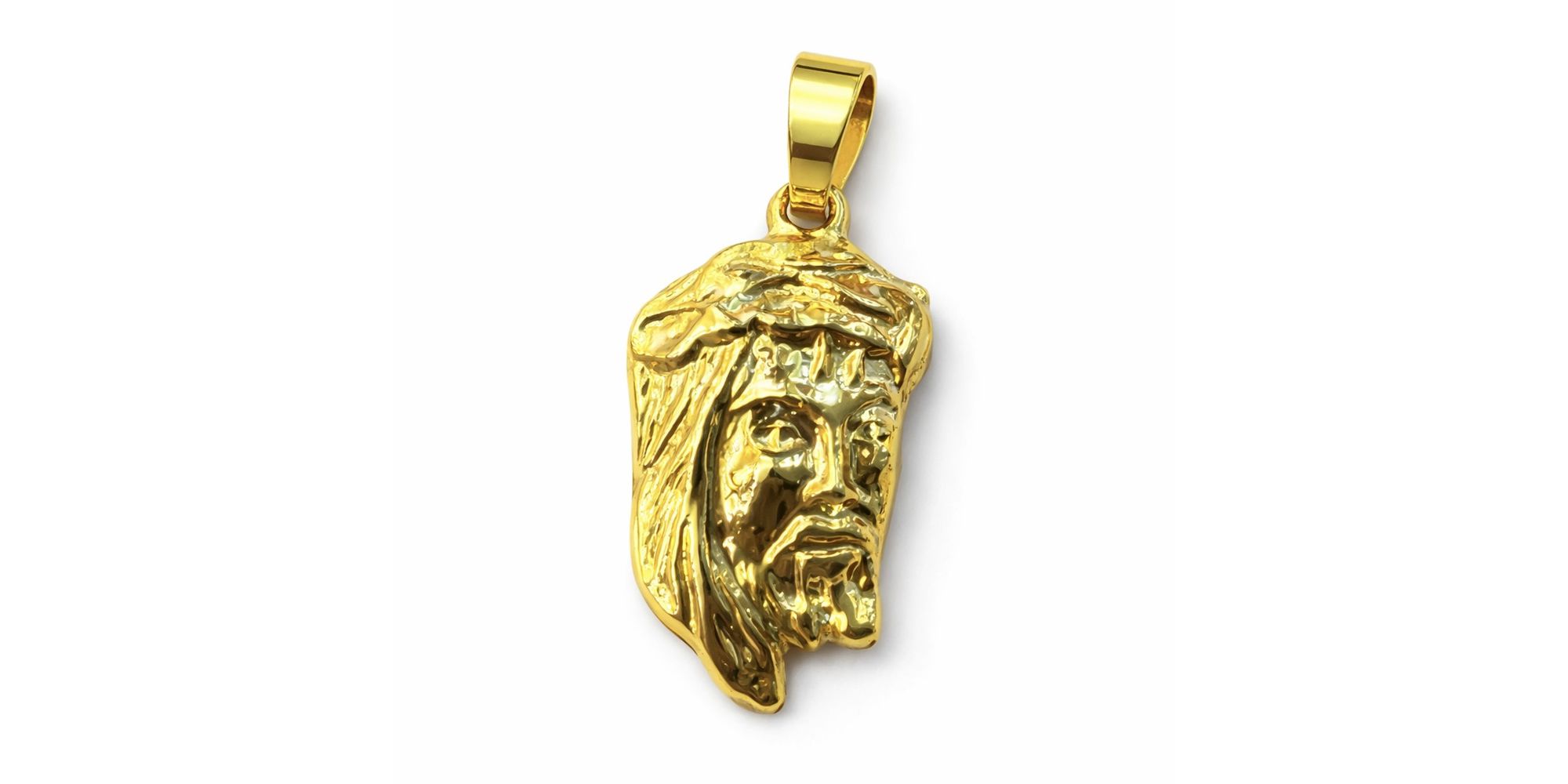 Pingente Zamac Face Cristo Banhado A Ouro 18k