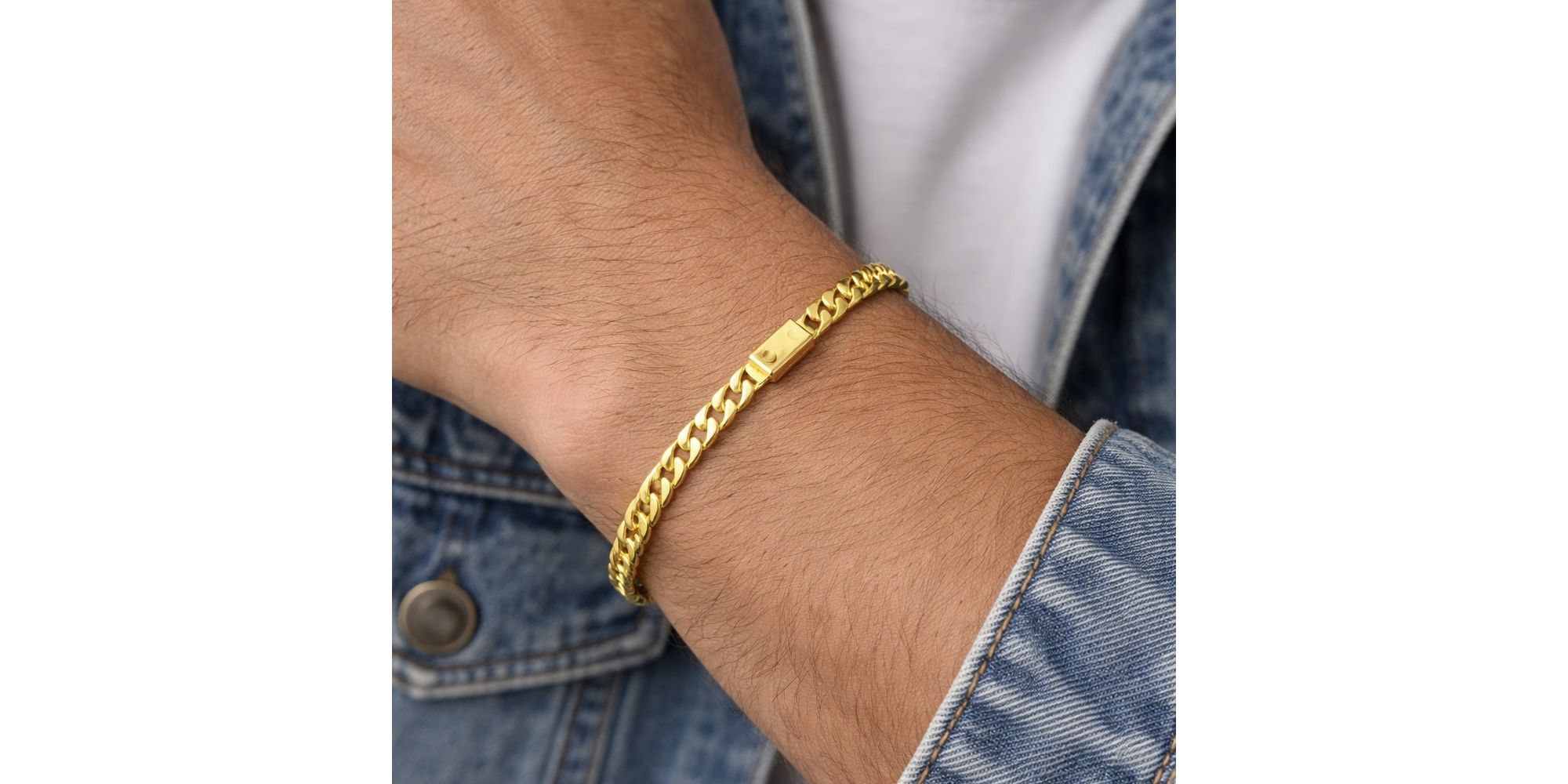 Pulseira Grumet Chapada Fecho Gaveta Banhado a Ouro 18K