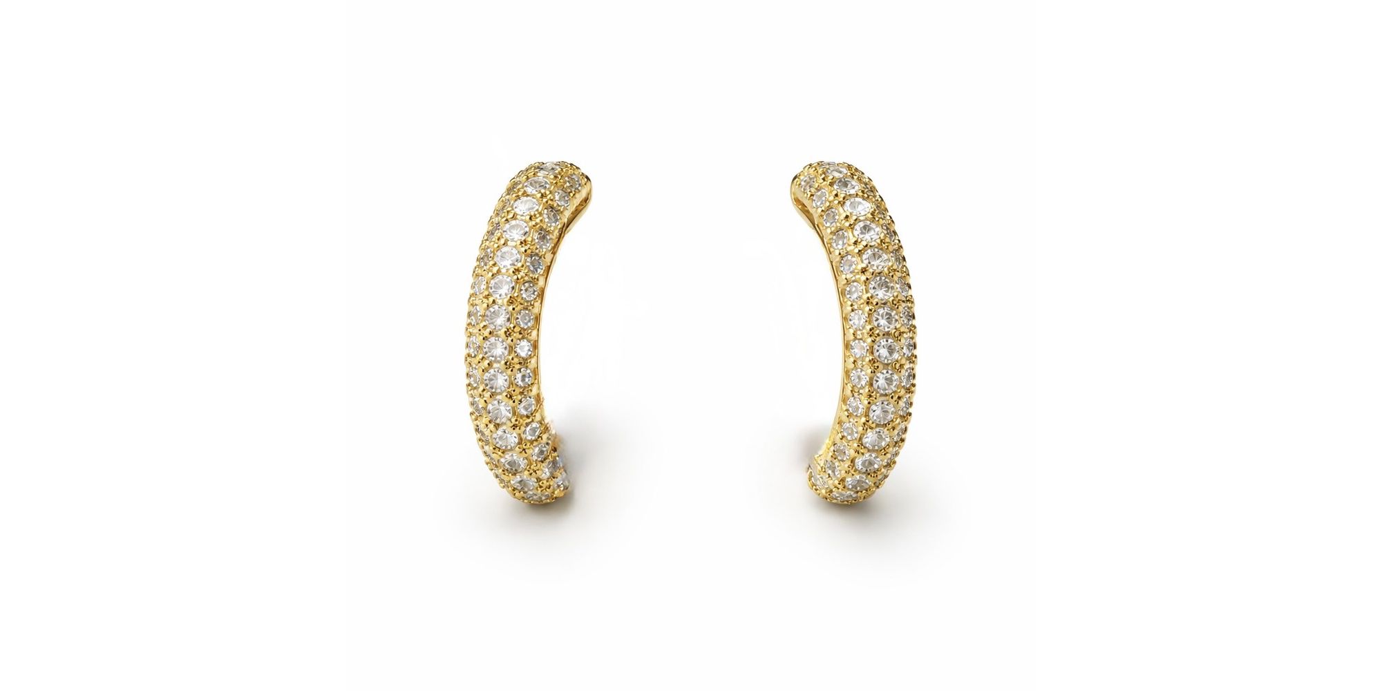 Brinco Ear Cuff Cravejado Hipoalergênico Banhado a Ouro 18K