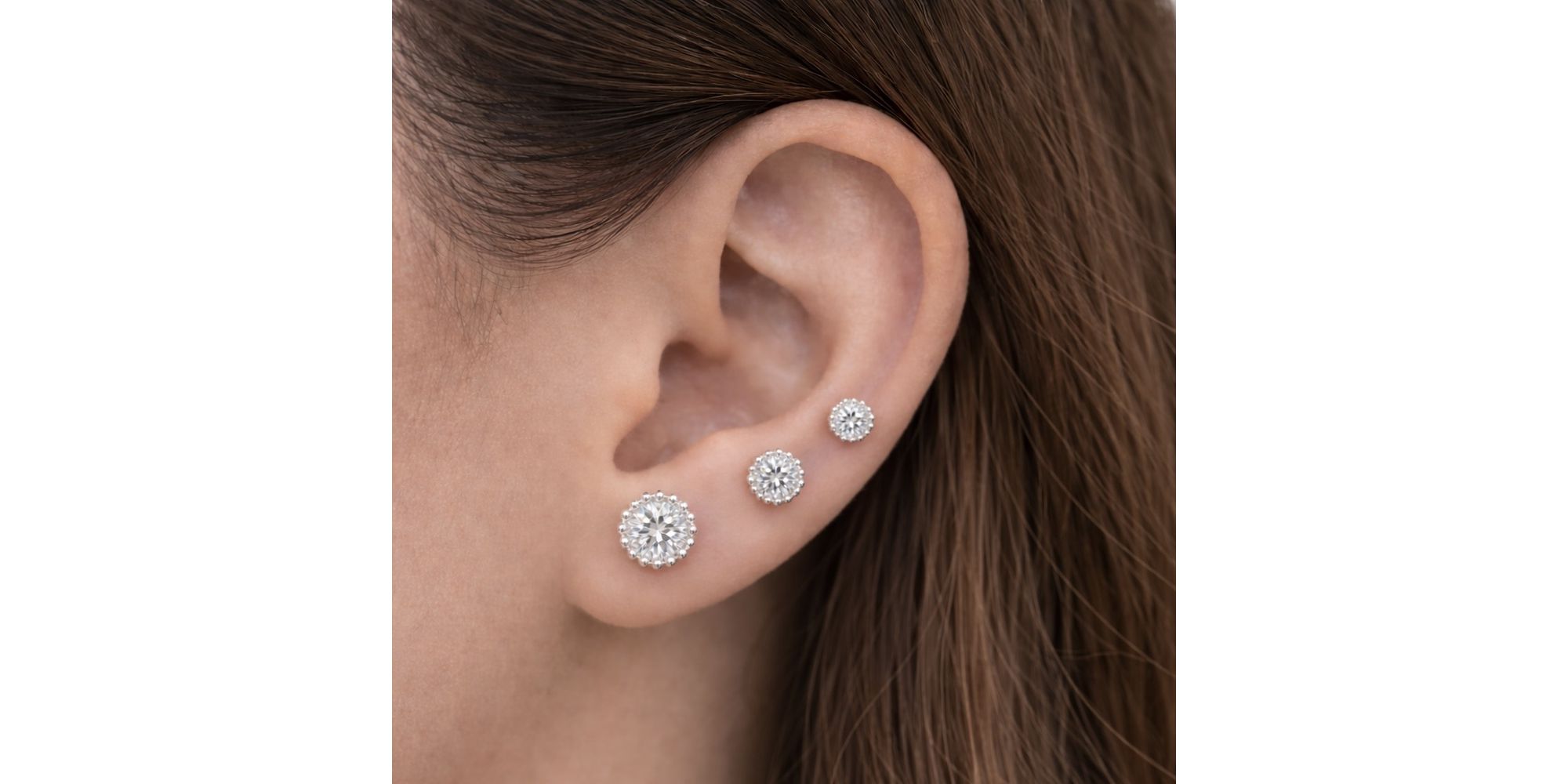 Brinco Trio Ponto Luz Borda Hipoalergênico Banhado a Prata 925