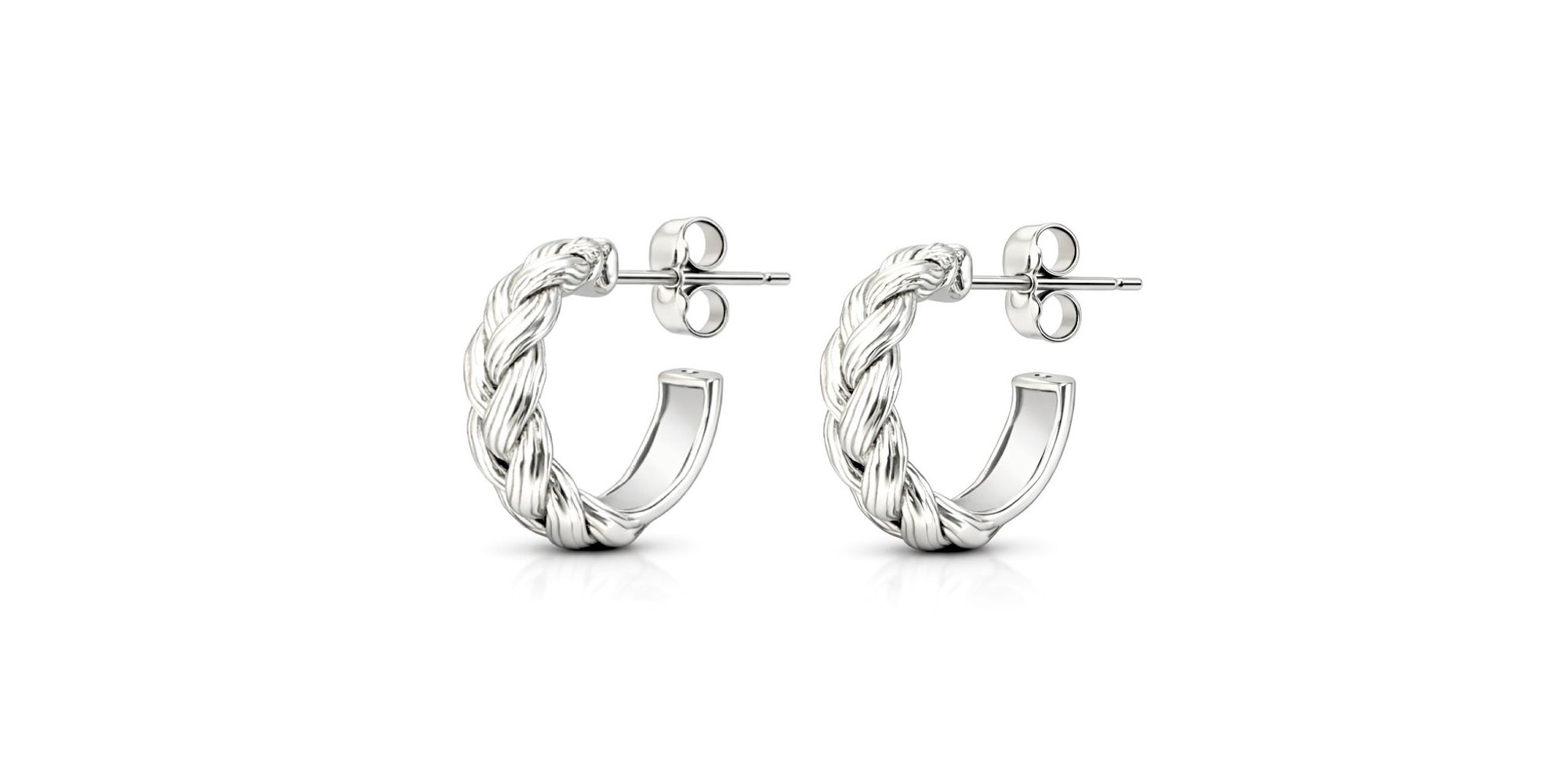 Brinco Argola Trança Tarraxa Hipoalergênico Banhado a Prata 925