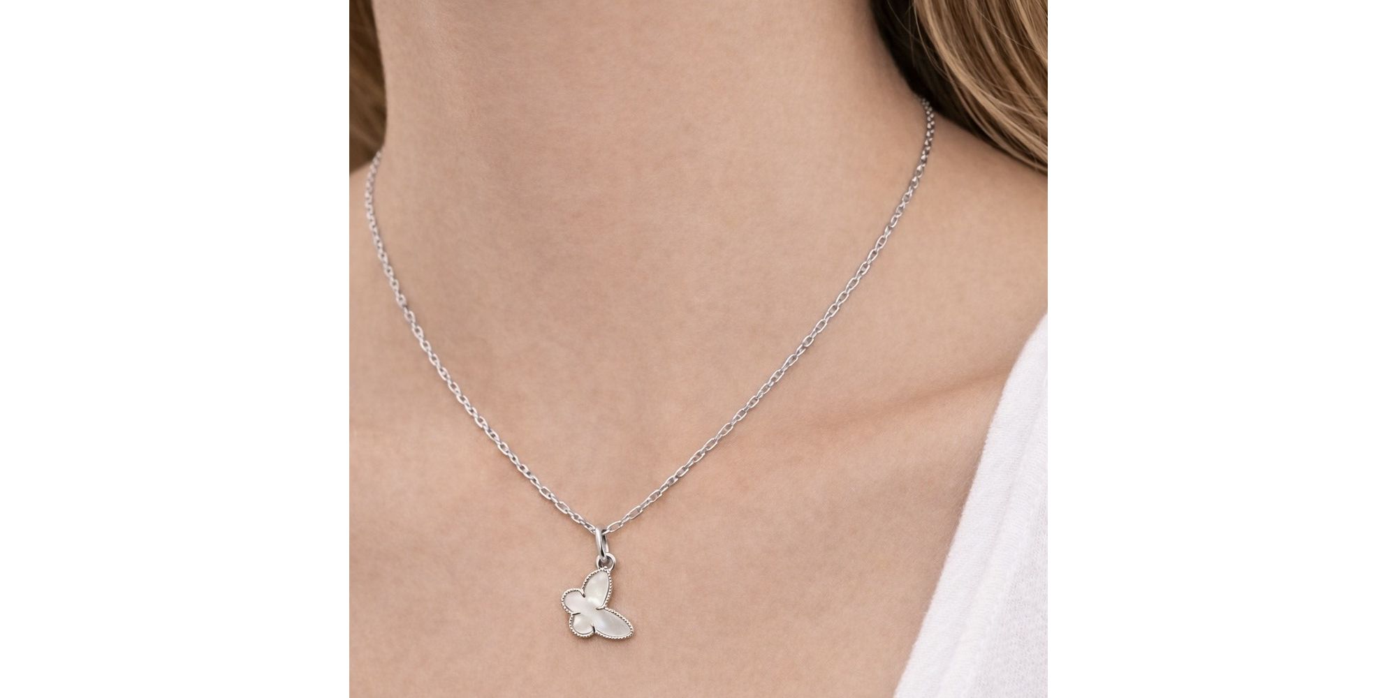 Conjunto Borboleta Branco Banhado Prata 925