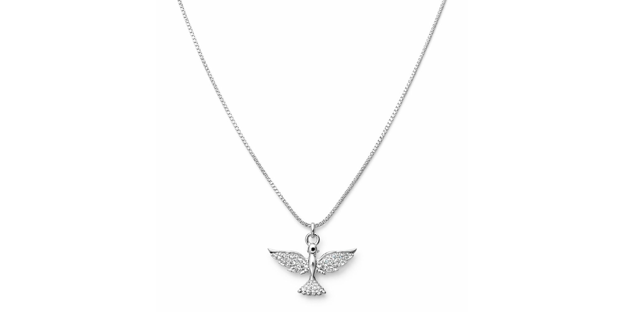 Colar Espírito Santo Cravejado Banhado a Prata 925