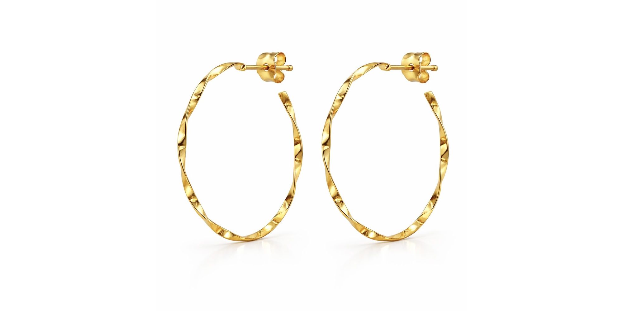 Briinco Argola Torcida Tarraxa N5 Banhado a Ouro 18K