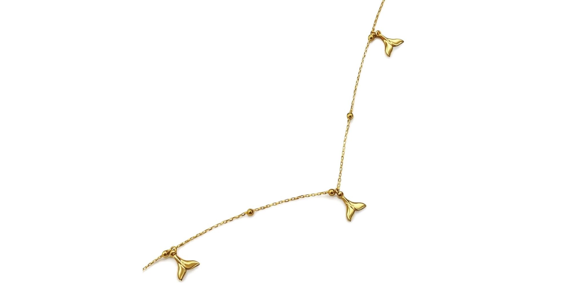 Tornozeleira Rabo Baleia Pendurado Banhado a ouro 18K