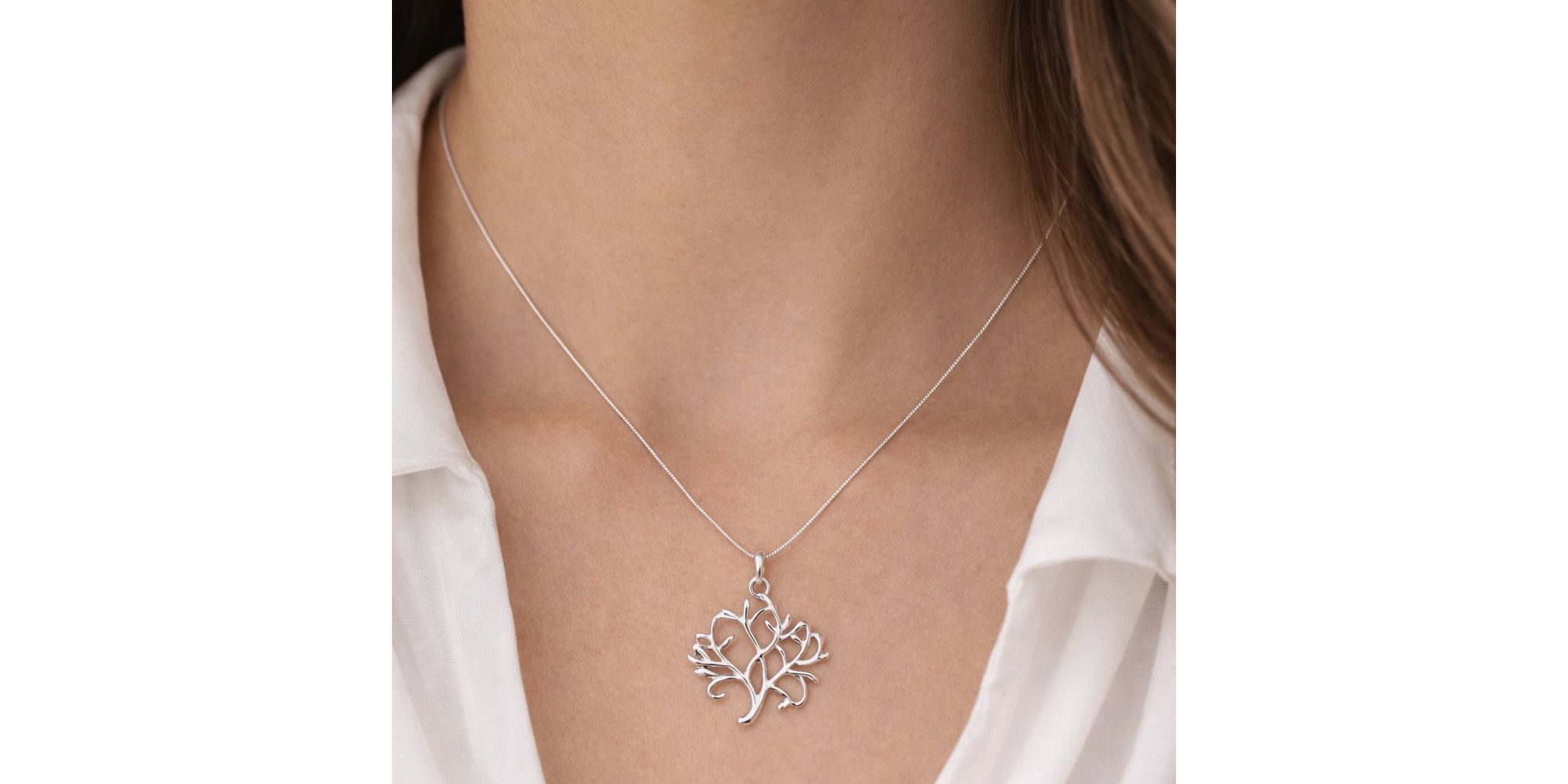 Cola Árvore da Vida Veneziana Banhado a Prata 925