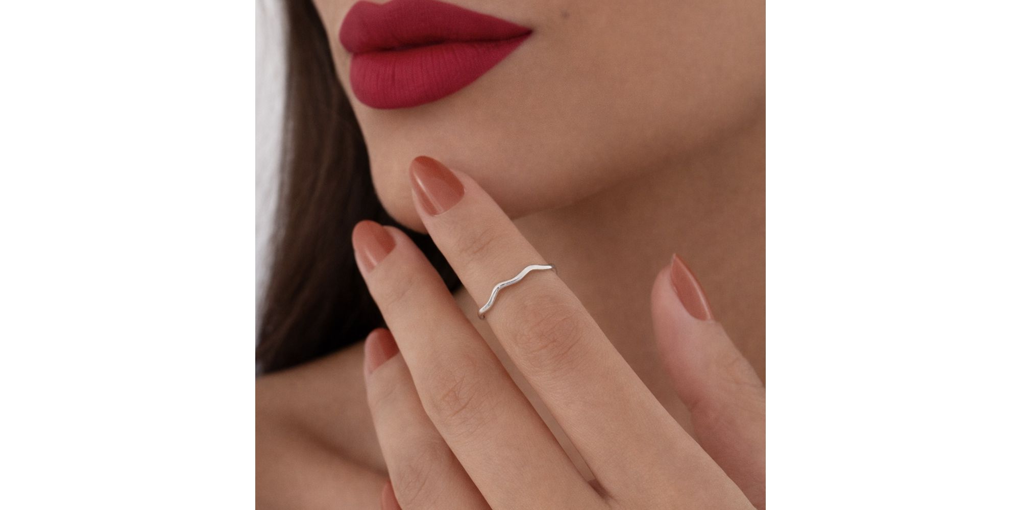 Anel Falange Ondas Banhado a Prata 925