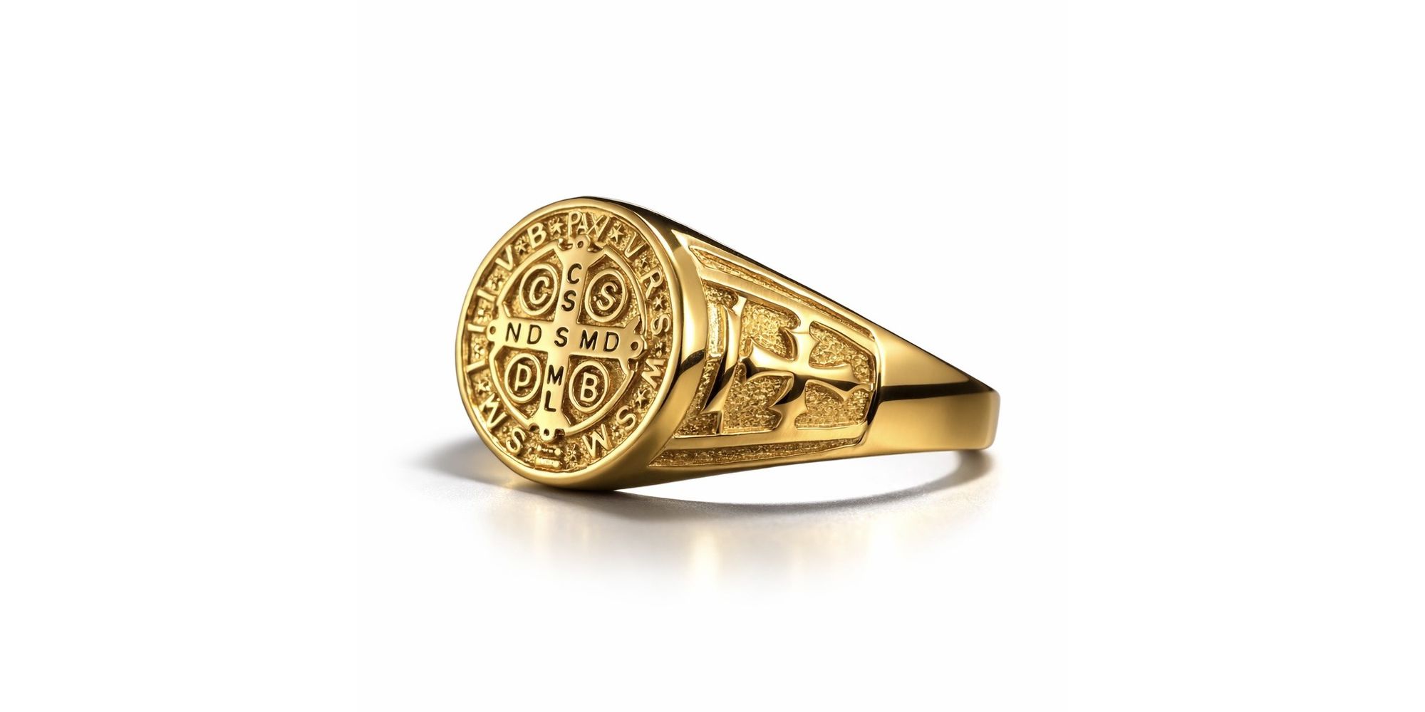 Dedeira São Bento Cruz Redonda Aço Dourada 