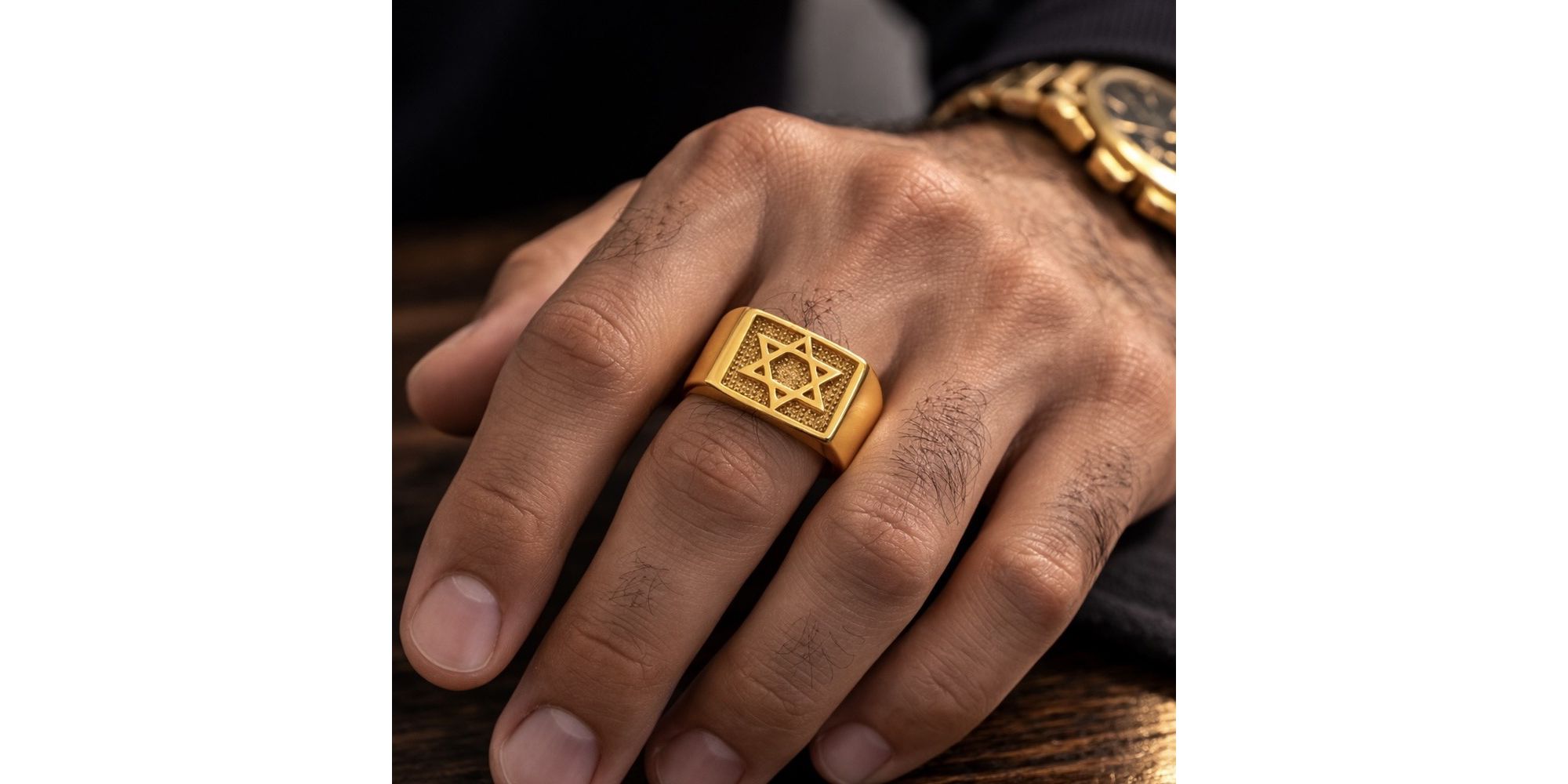 Dedeira Estrela Davi Quadrada Aço Dourado