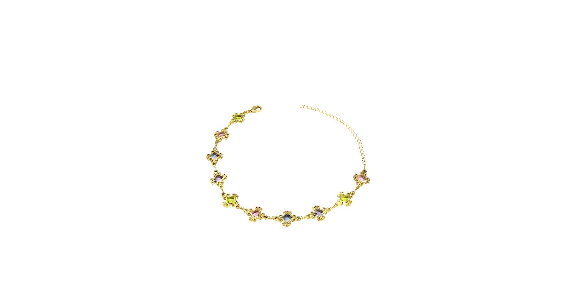 Pulseira Tiffany Quadrada Moldura Espaçada Banhado A Ouro 18K