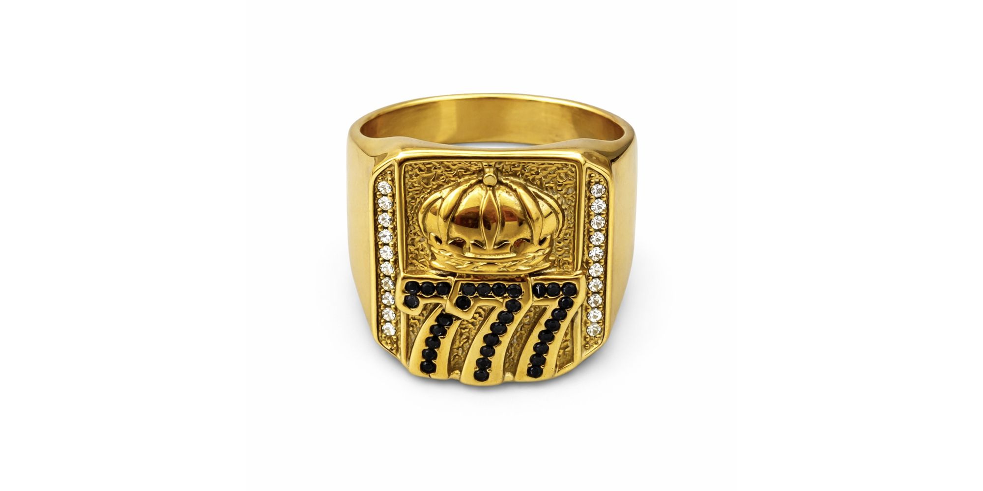 Deedeira 777 Cravejada Aço Dourado