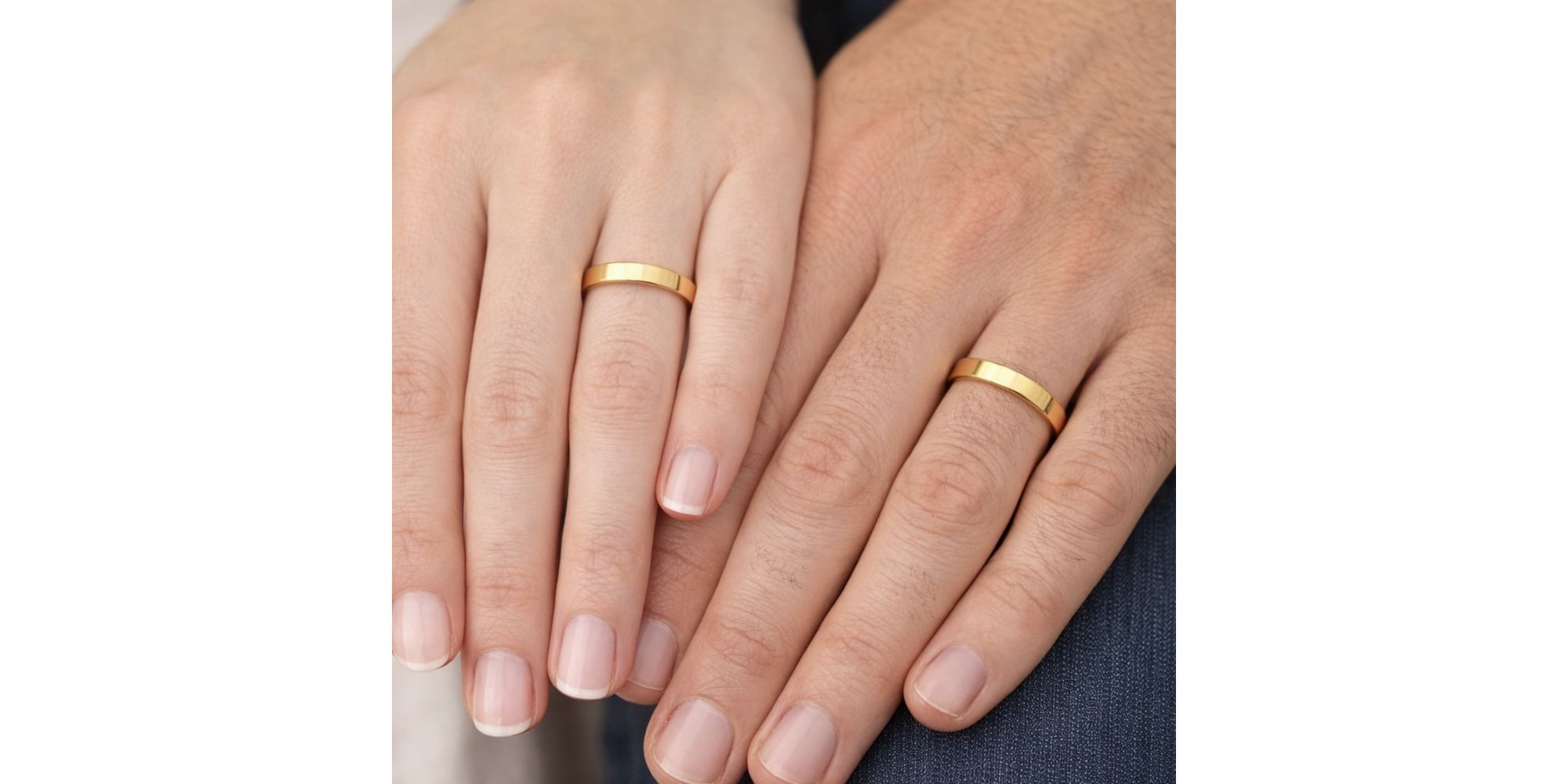 Aliança Reta Chanfrada Aço Dourado