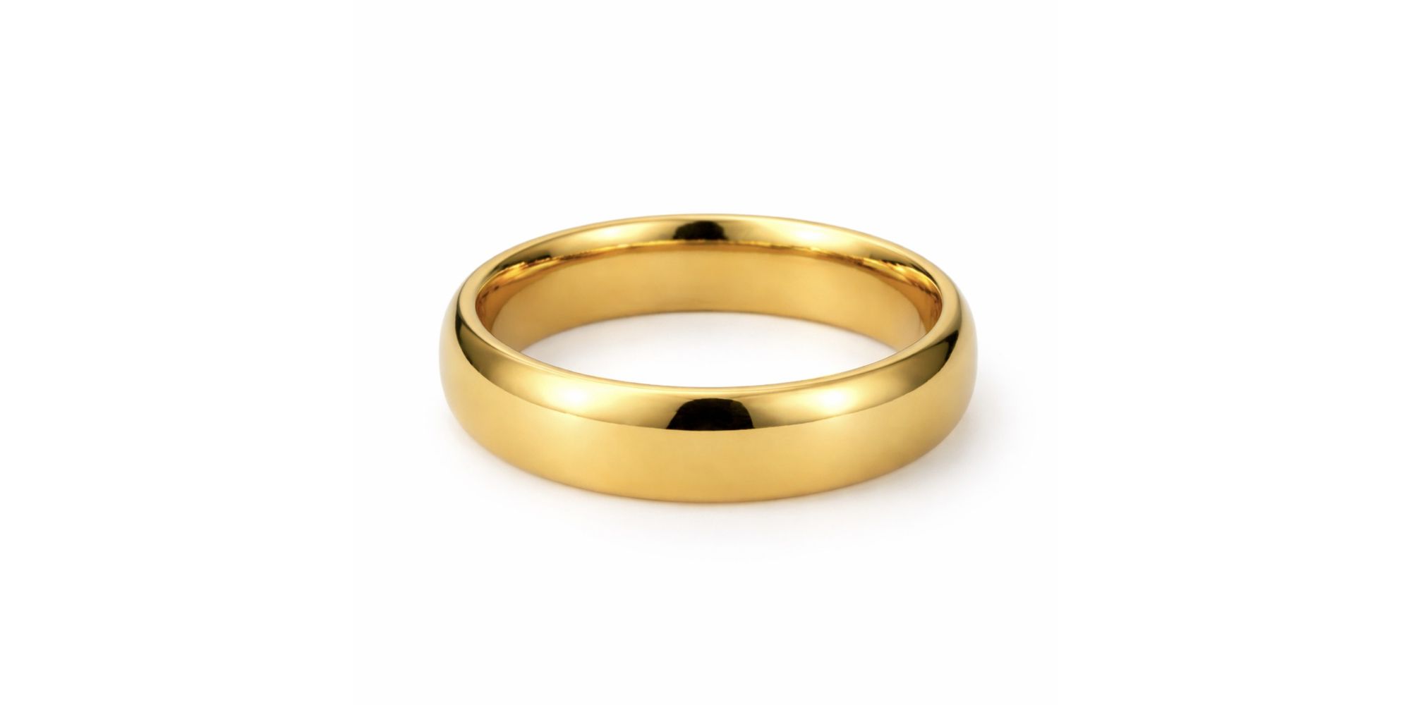 Aliança Baulada Clássica Aço Dourado