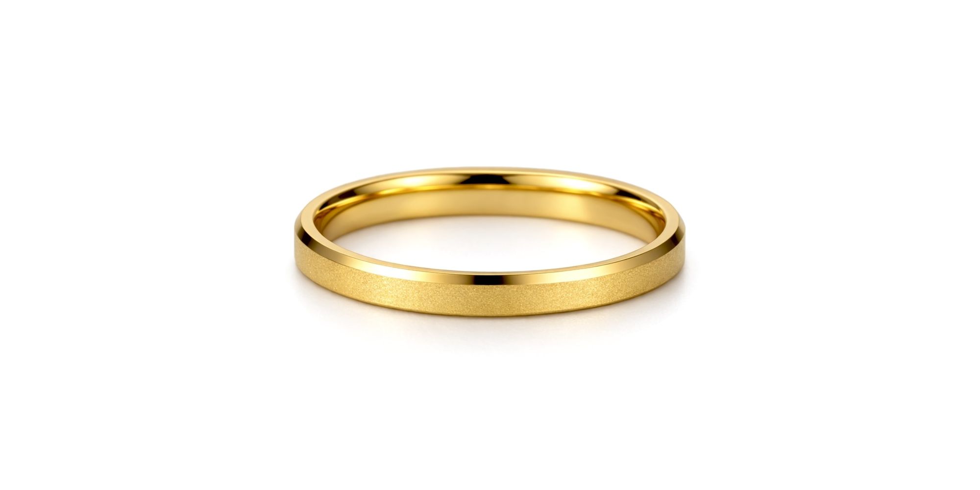 Aliança Fosca Chanfrada Aço Dourado