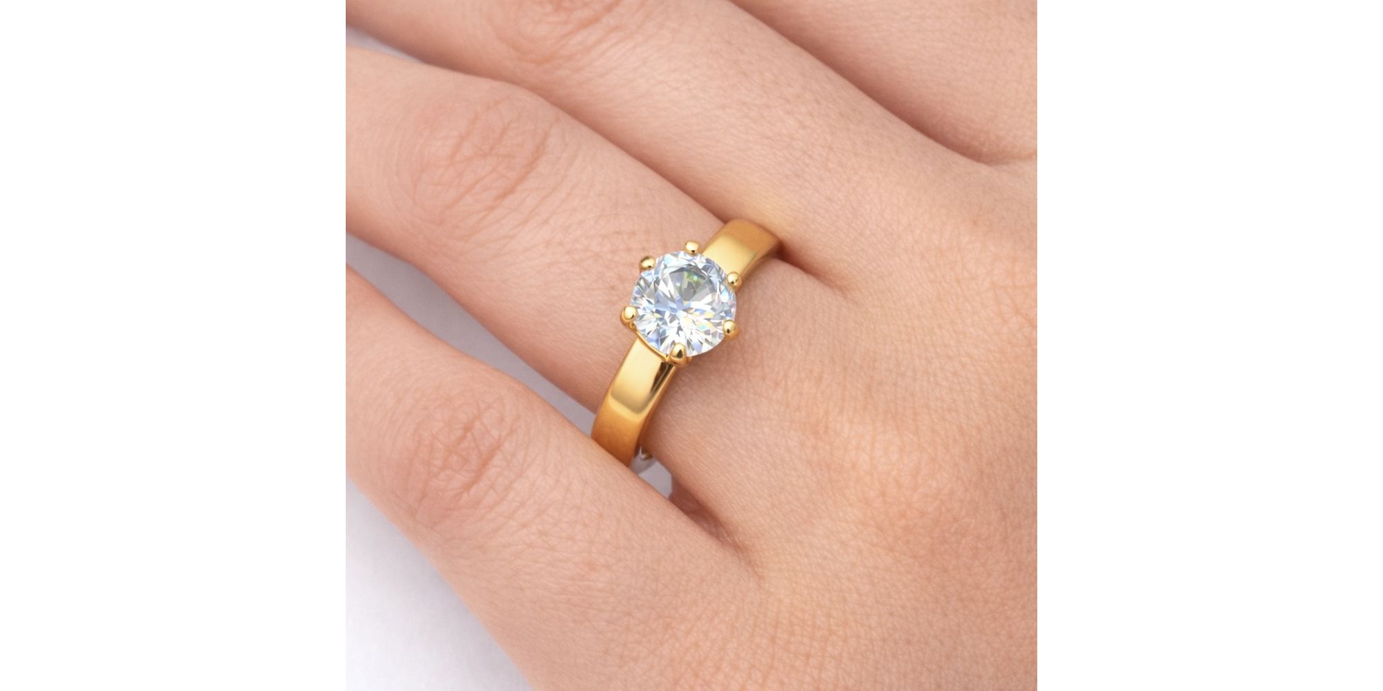 Anel Solitário 4 Milímetros Aço Dourado 