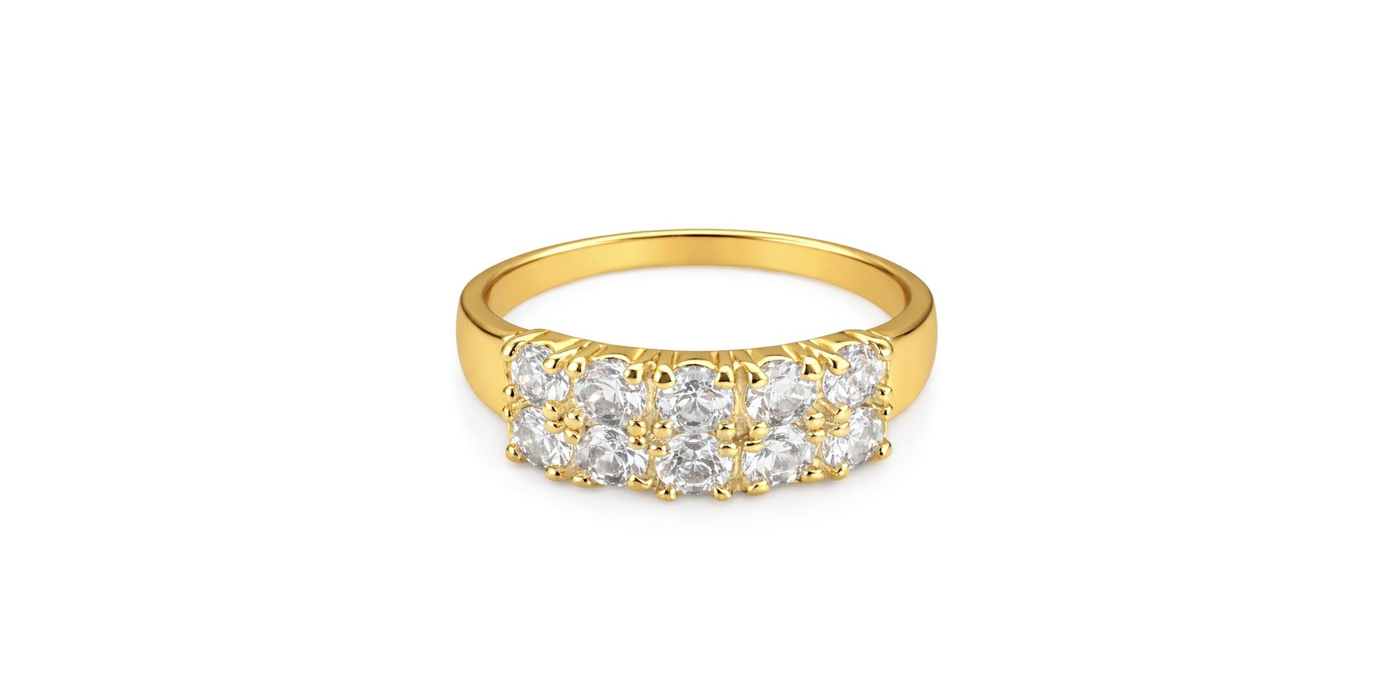 Anel Tela Cristal Zircônia Banhado a Ouro 18K