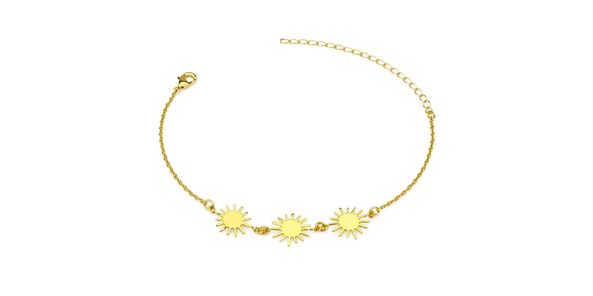 Pulseira três Sol Banhada a Ouro 18K