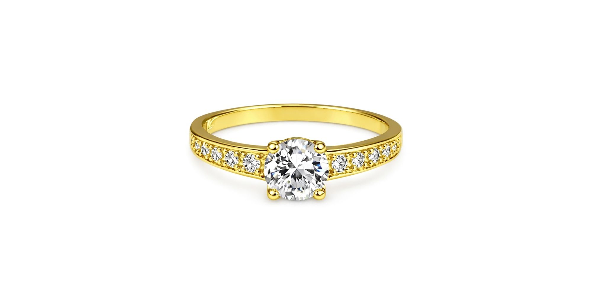 Anel Solitário Debutante Banhado a Ouro 18K