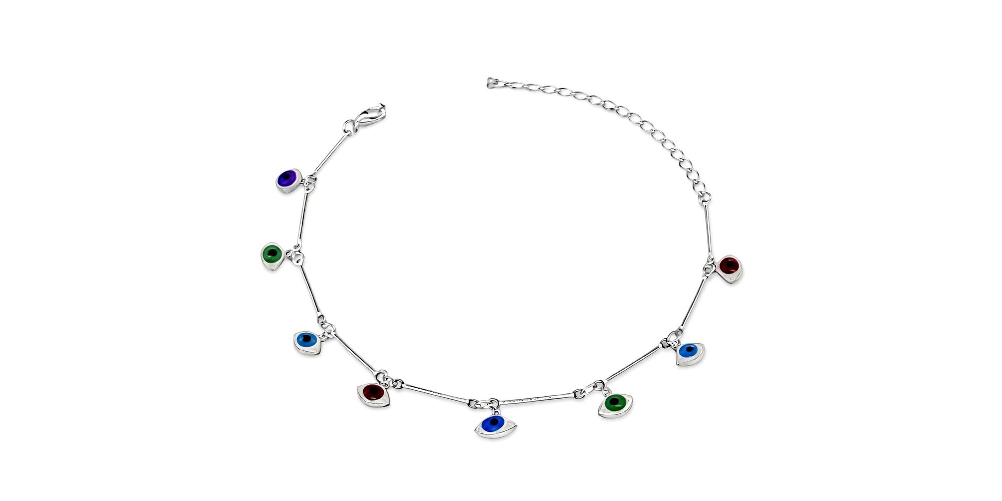 Pulseira Olho Grego Terceiro Colar Pendurado Palito Banhado a Prata 925