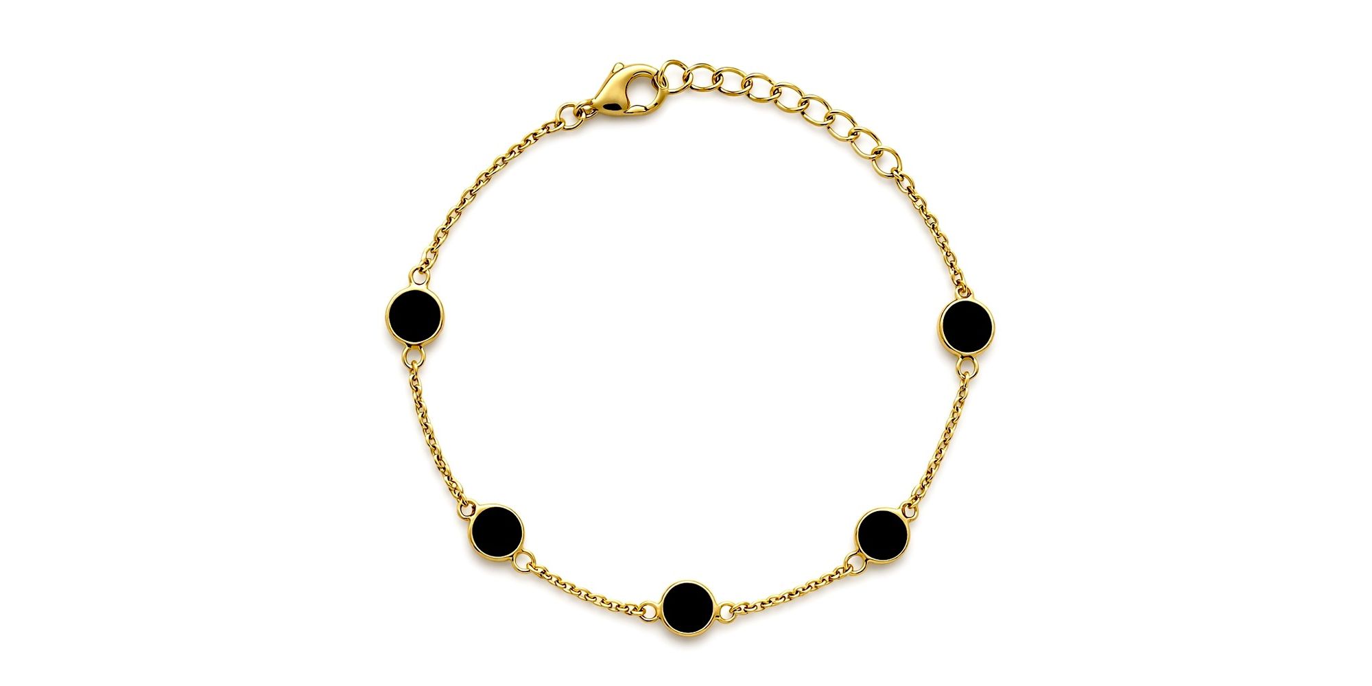 Pulseira Tiffany Preta Banhado a Ouro 18k