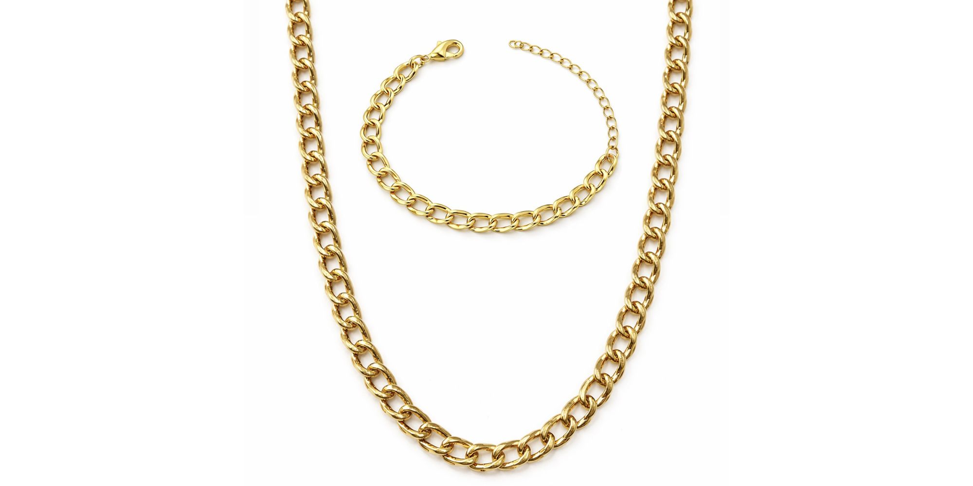 Conjunto Grumet Dois Elos Banhado a Ouro 18K