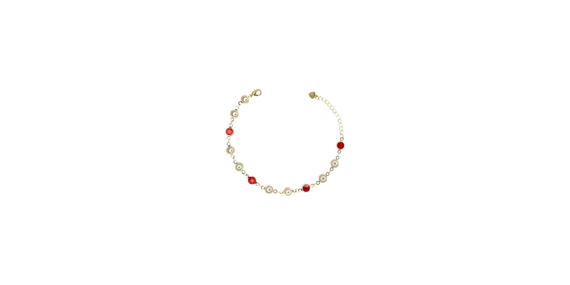 Pulseira Pérola Tiffany Vermelha Banhado A Ouro 18... - RC JOIAS BY RUDI