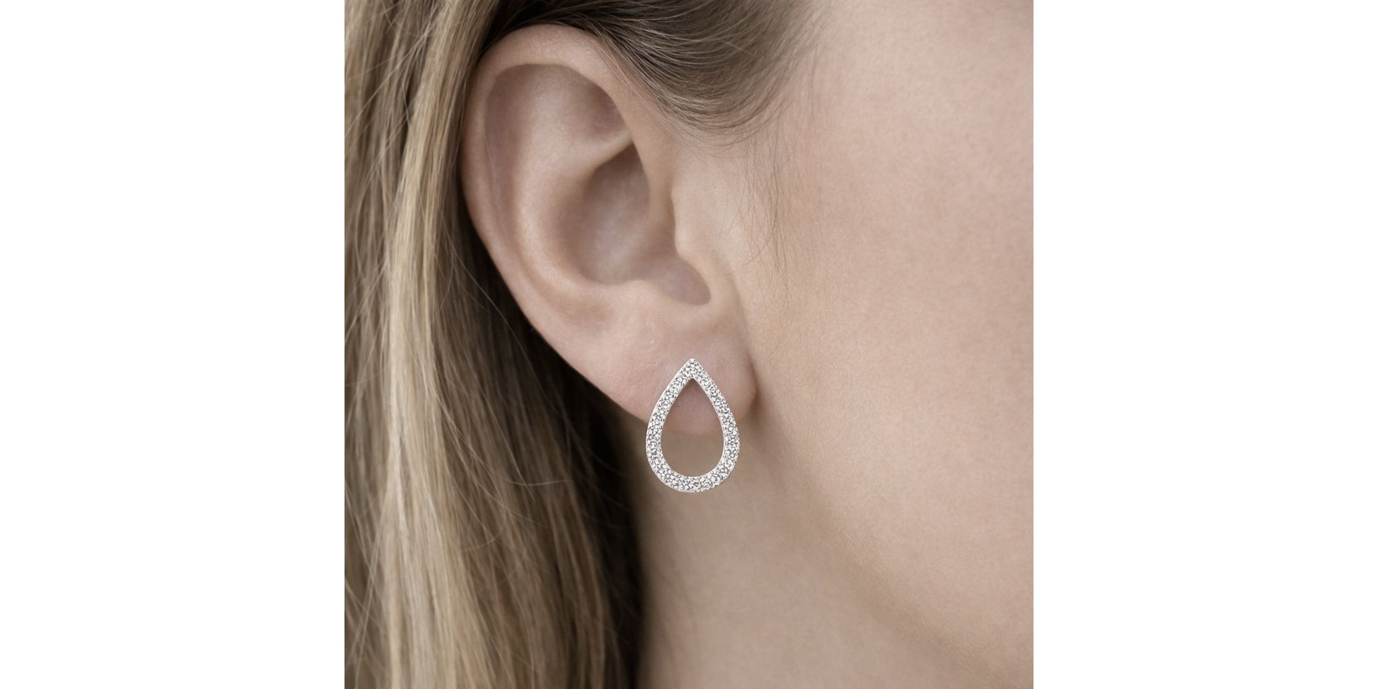 Conjunto Gota Vazado StrassBanhado a Prata 925