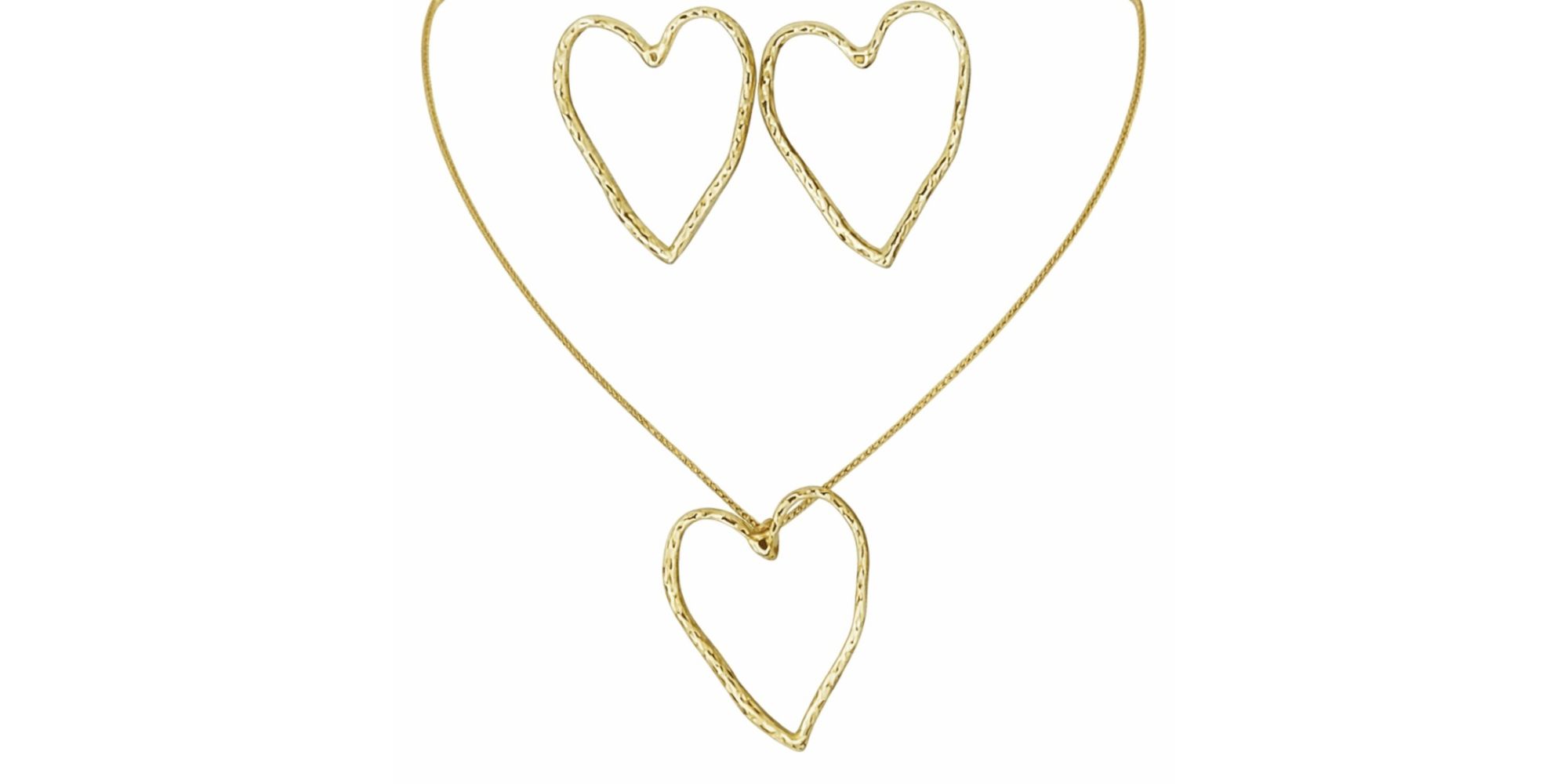 Conjunto Coração Torto Banhado a Ouro 18K