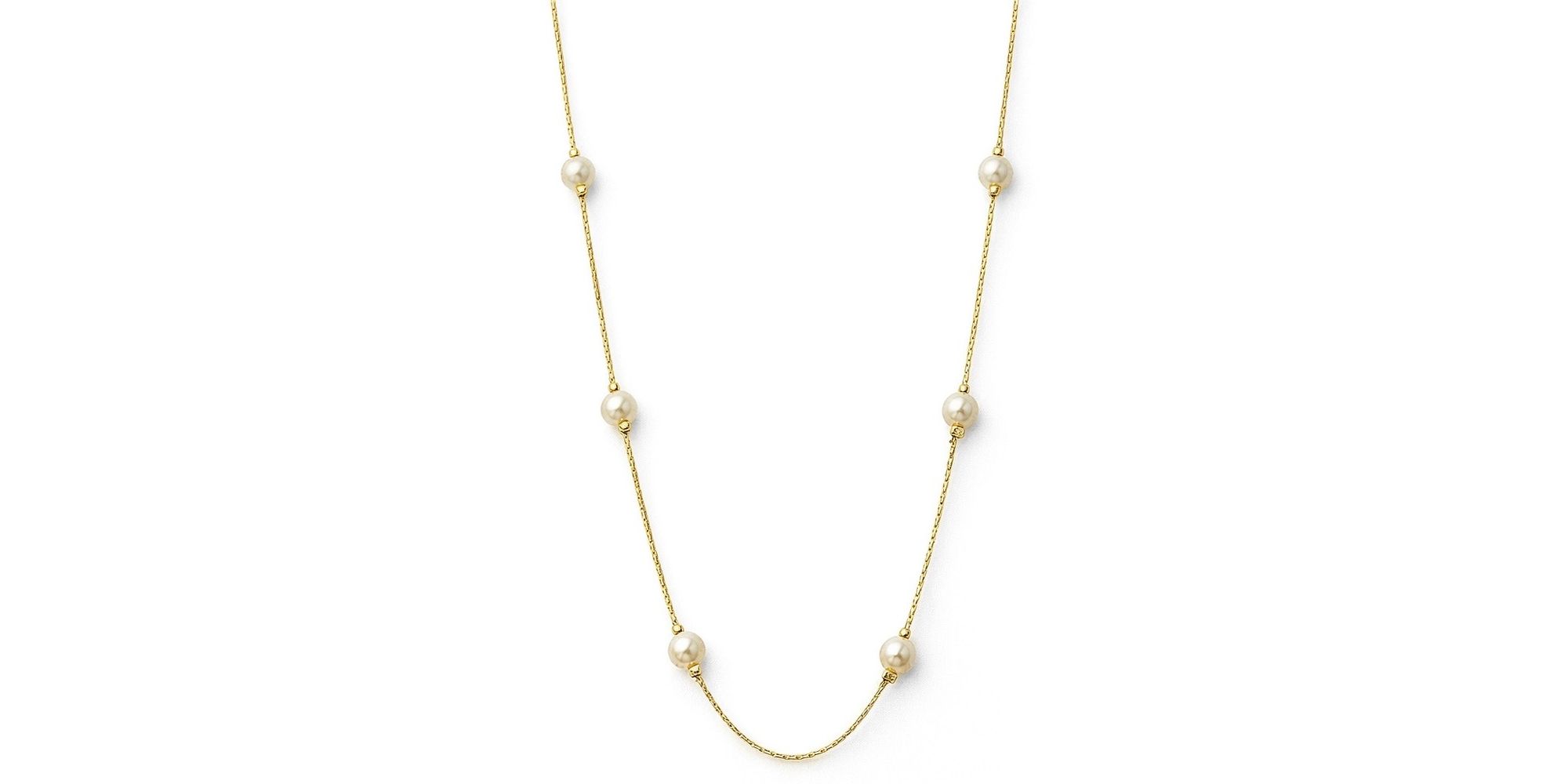 Colar L90 Pérolas Espaçadas Banhado a Ouro 18K