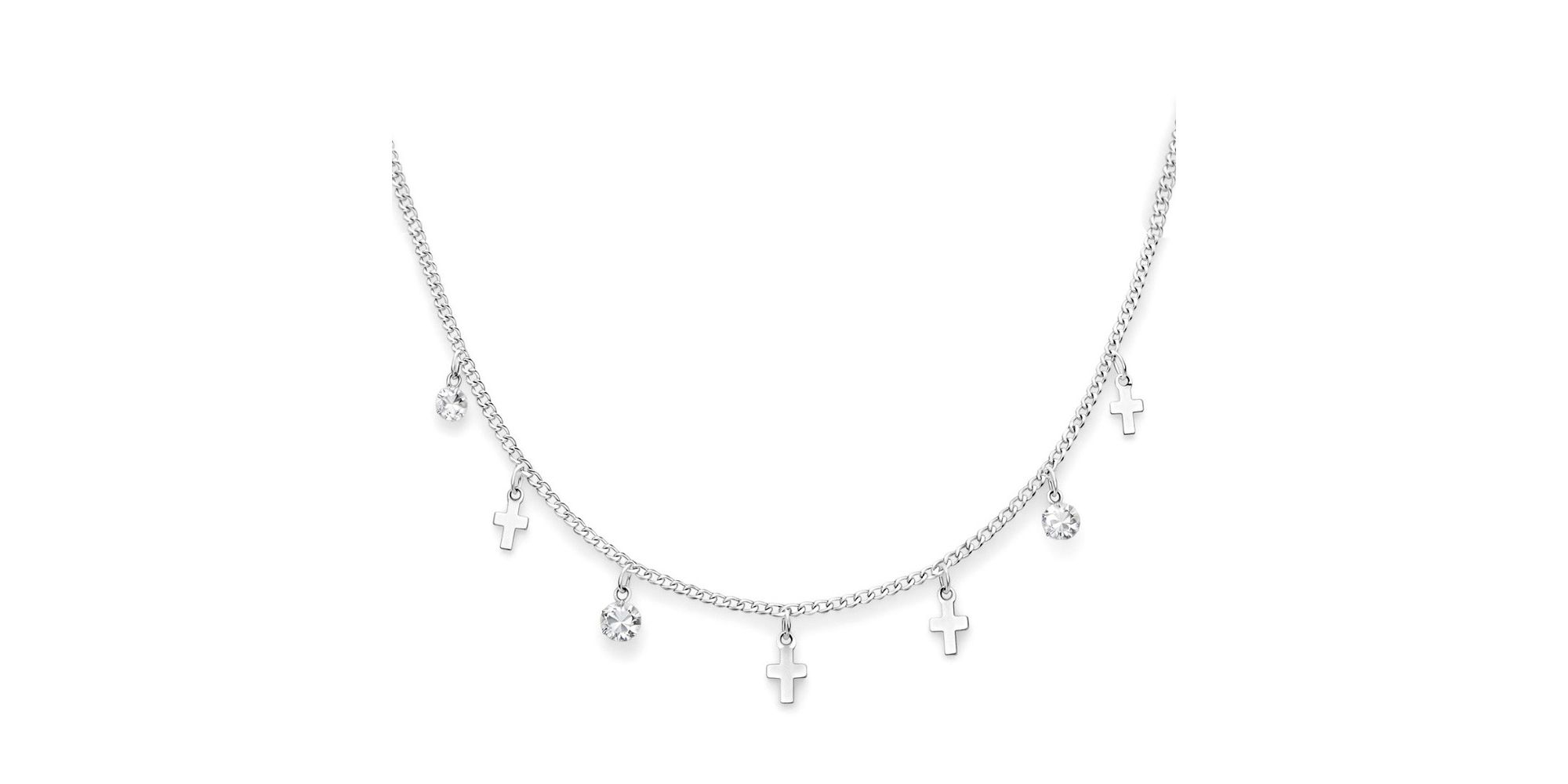 Colar Cruz Ponto de Luz Pendurado Banhado a Prata 925