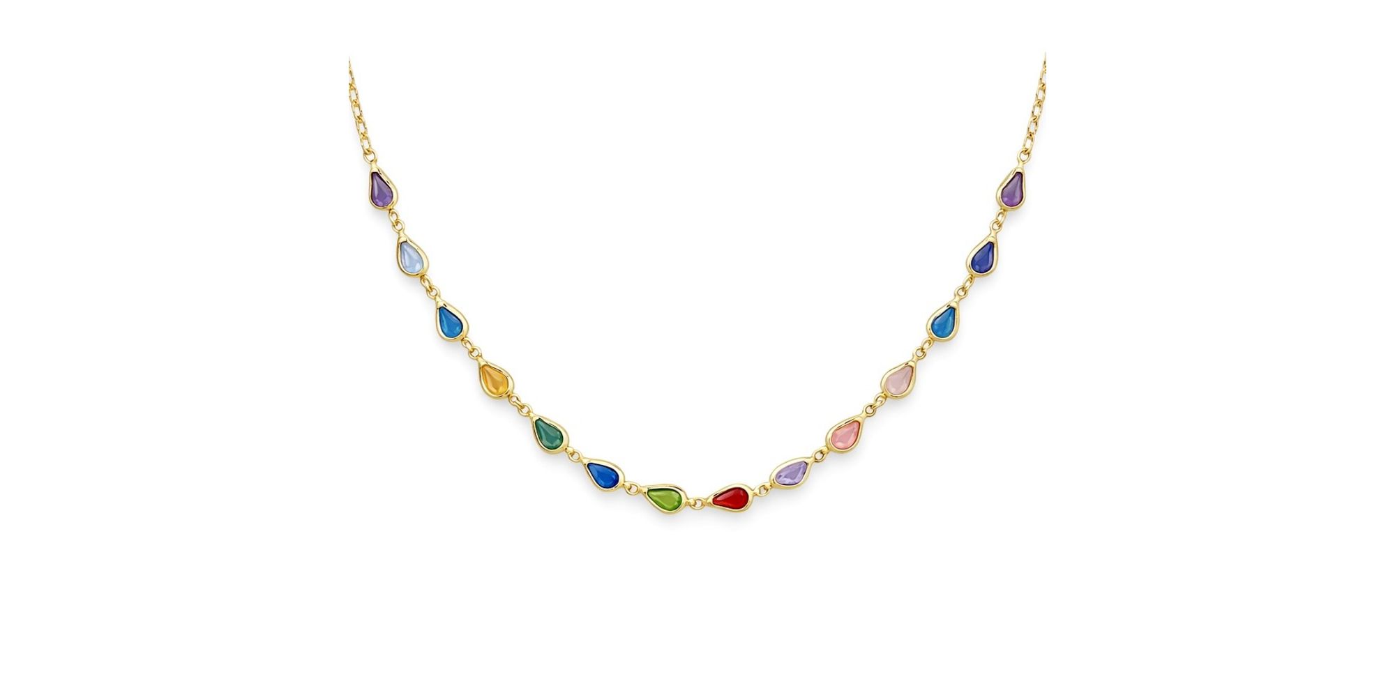 Colar Tiffany Gota Colorida Banhado a Ouro 18K