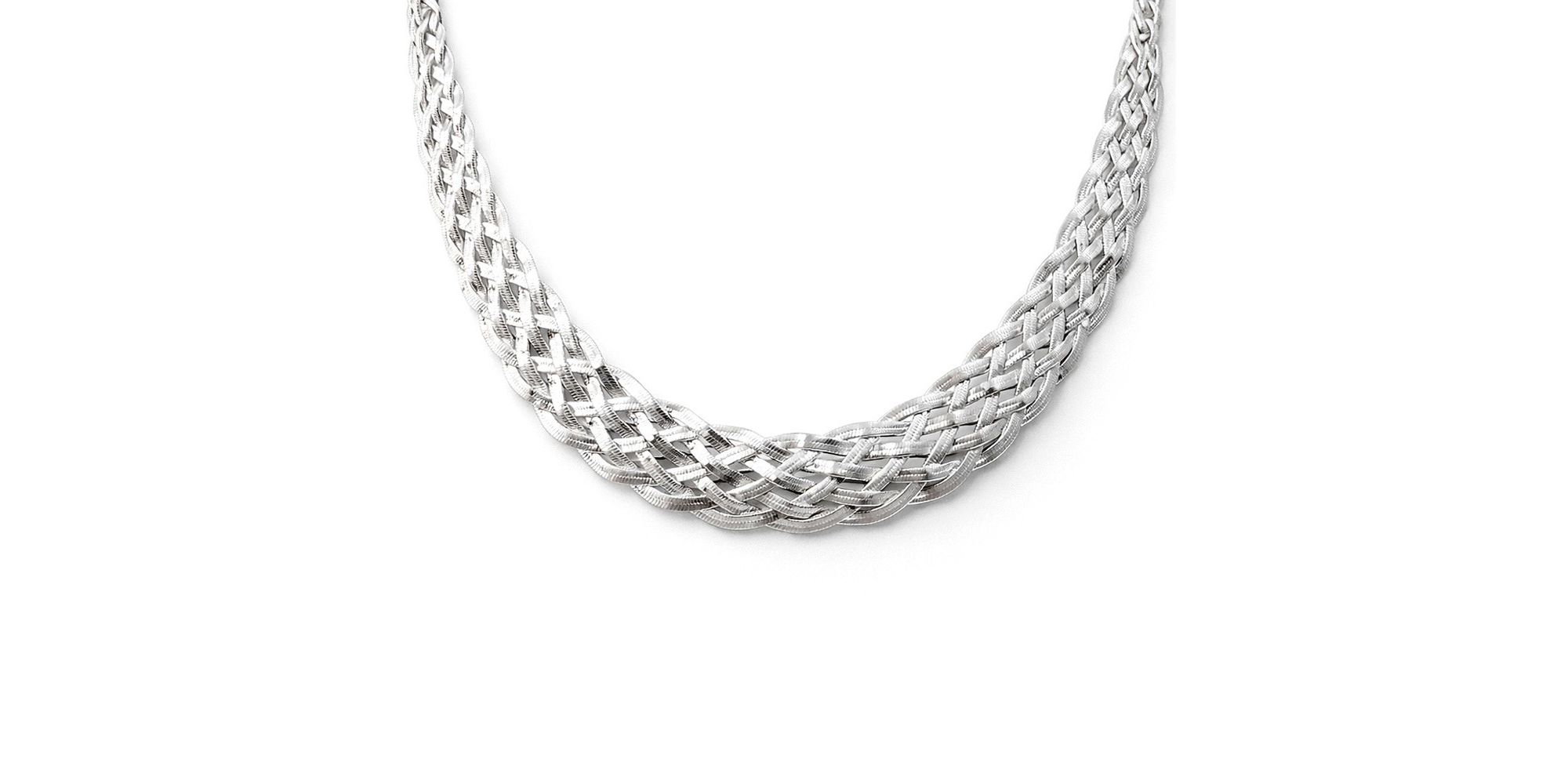 Colar Trançada 7 Fios Banhado a Prata 925