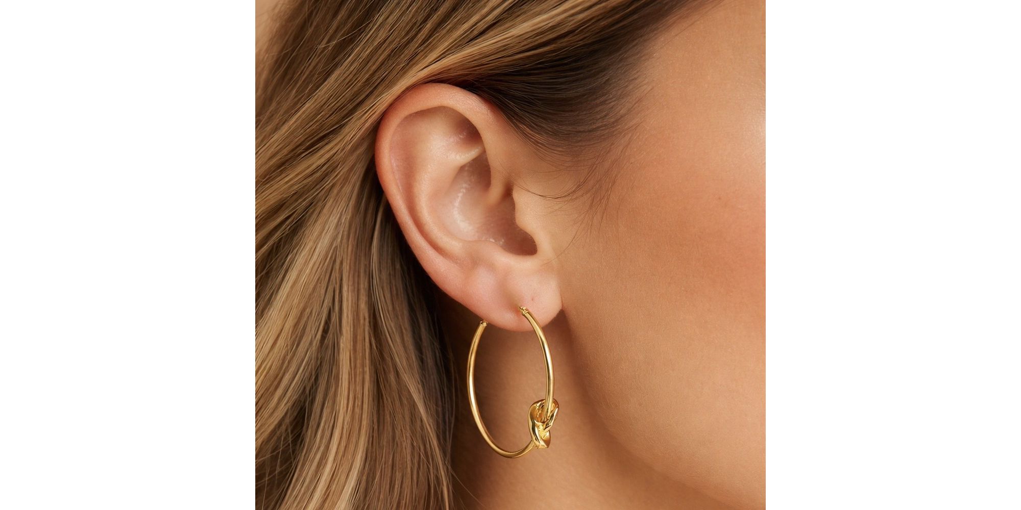 Brinco Argola Laço Banhado a Ouro 18K 