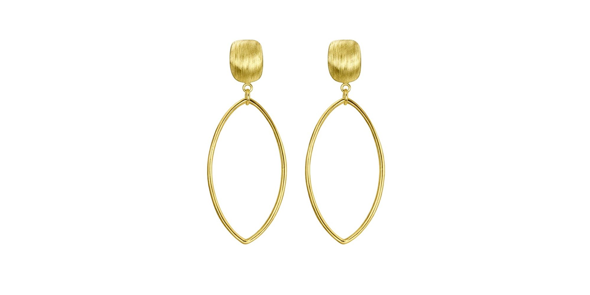 Brinco Oval Base Escovada Banhado A Ouro 18K