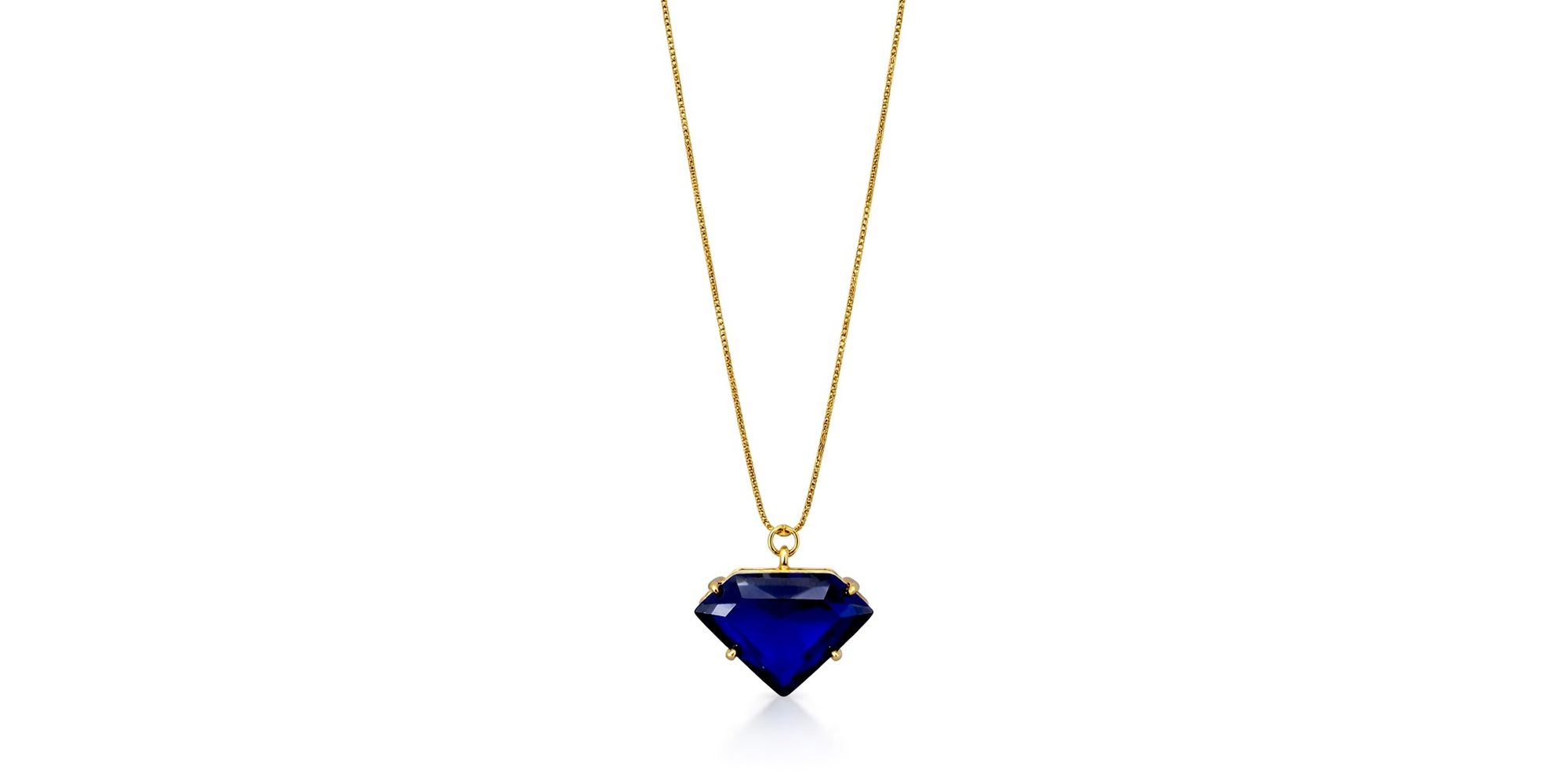 Colar Diamante Azul Royal Banhado a Ouro 18K