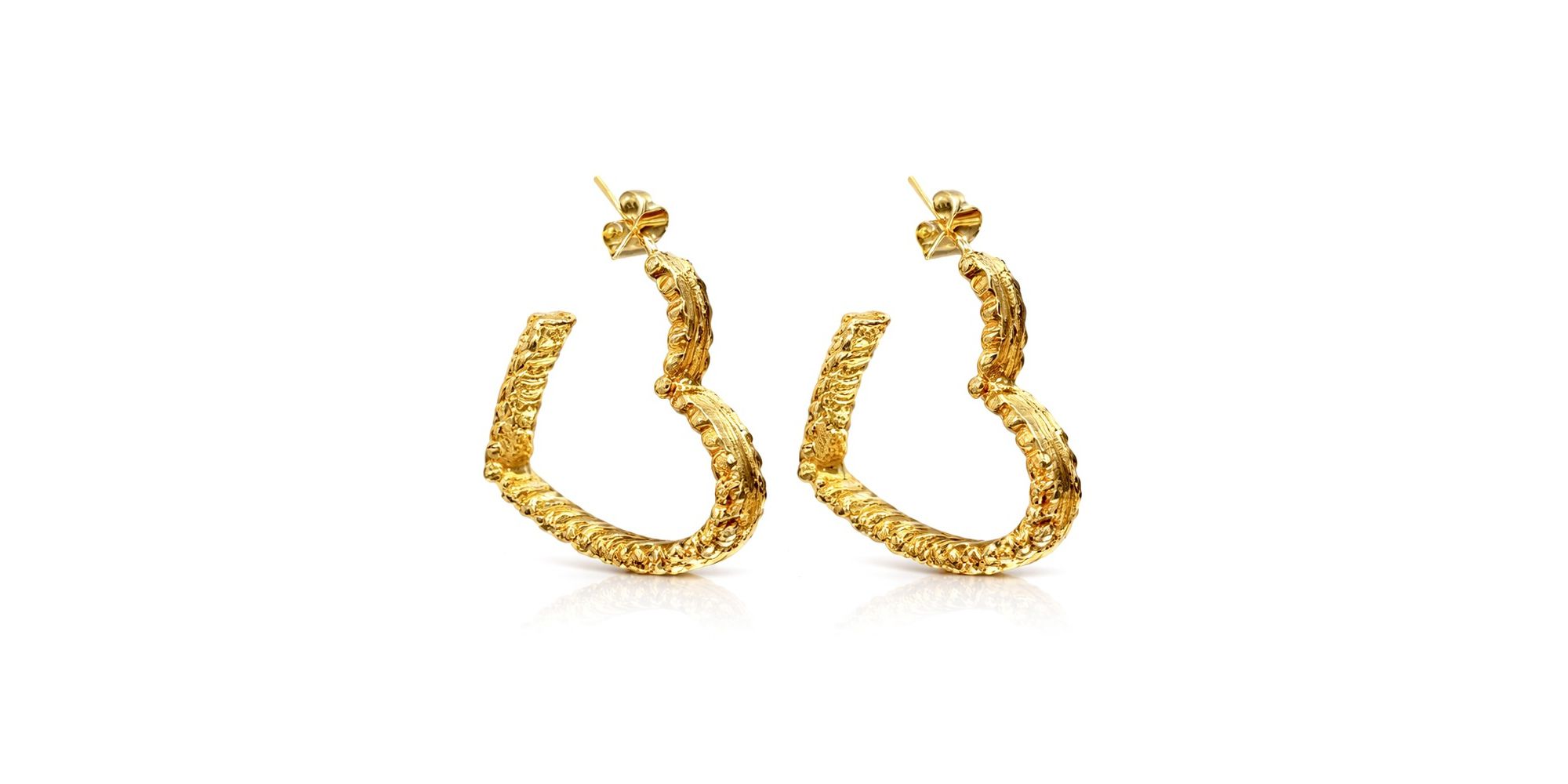 Brinco Coração Detalhado Banhado a Ouro 181K