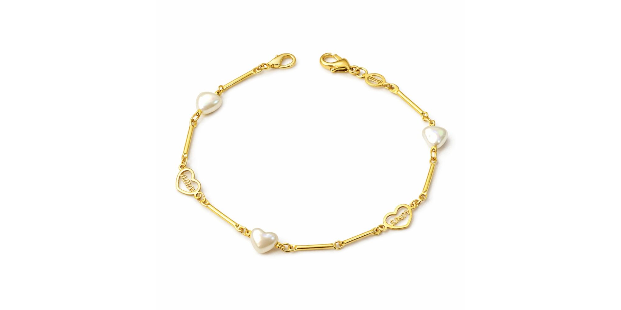 Pulseira Coração Pérola Amor Banhado a Ouro 18K