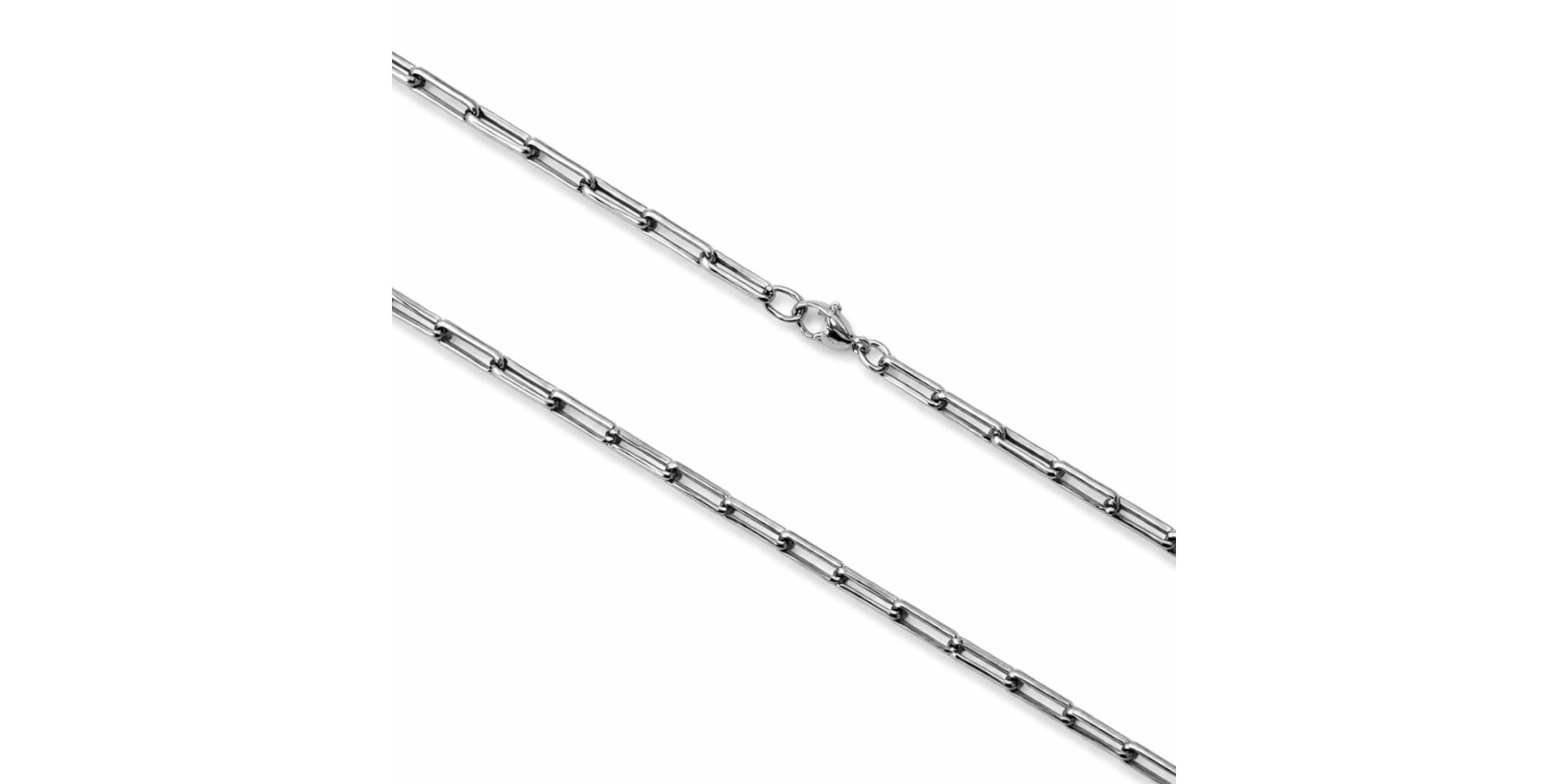 Corrente Cartier Achatada Alongada Aço Inoxidável