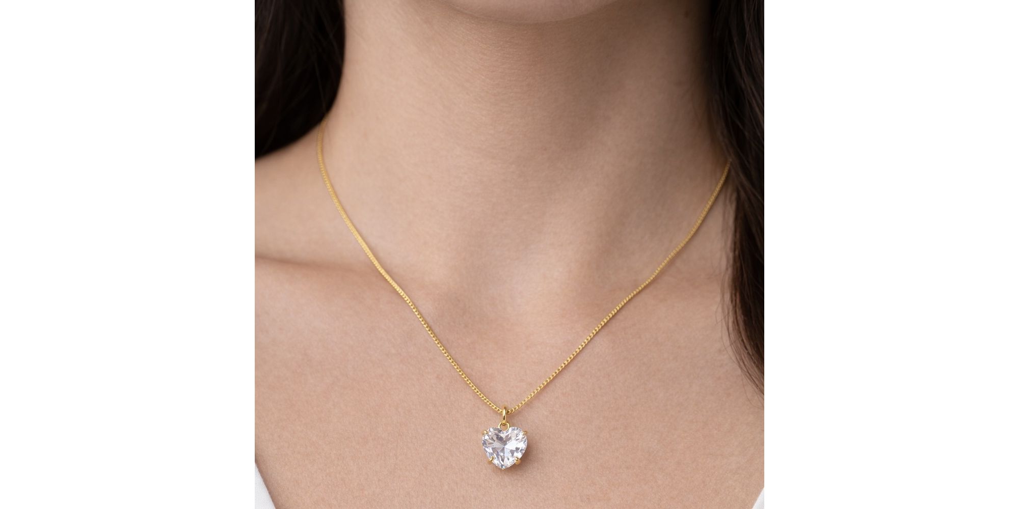 Conjunto Coração Zircônia Banhado a Ouro 18K